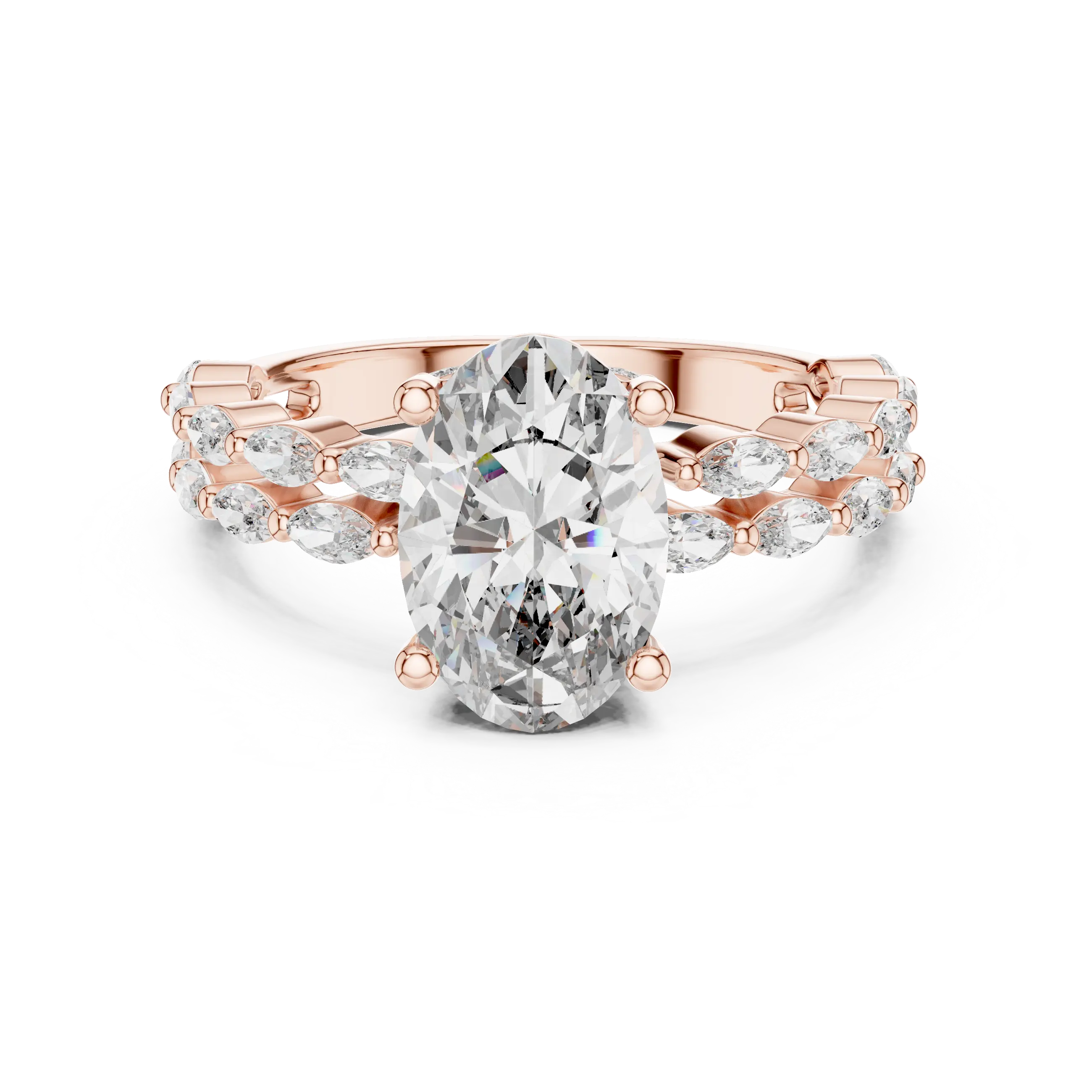 MJR039 - Luxe Layered Shank Navette Cluster Ring