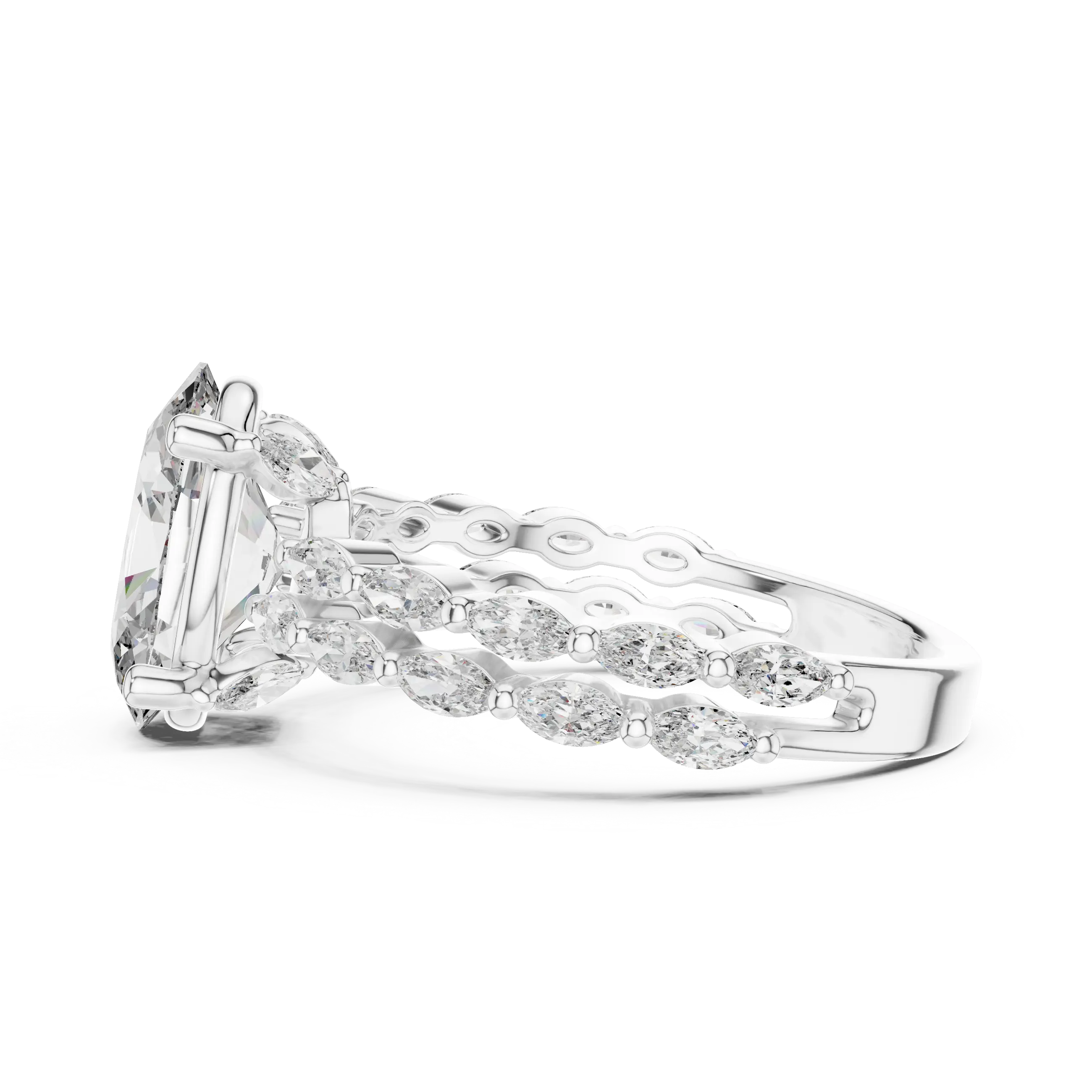MJR039 - Luxe Layered Shank Navette Cluster Ring