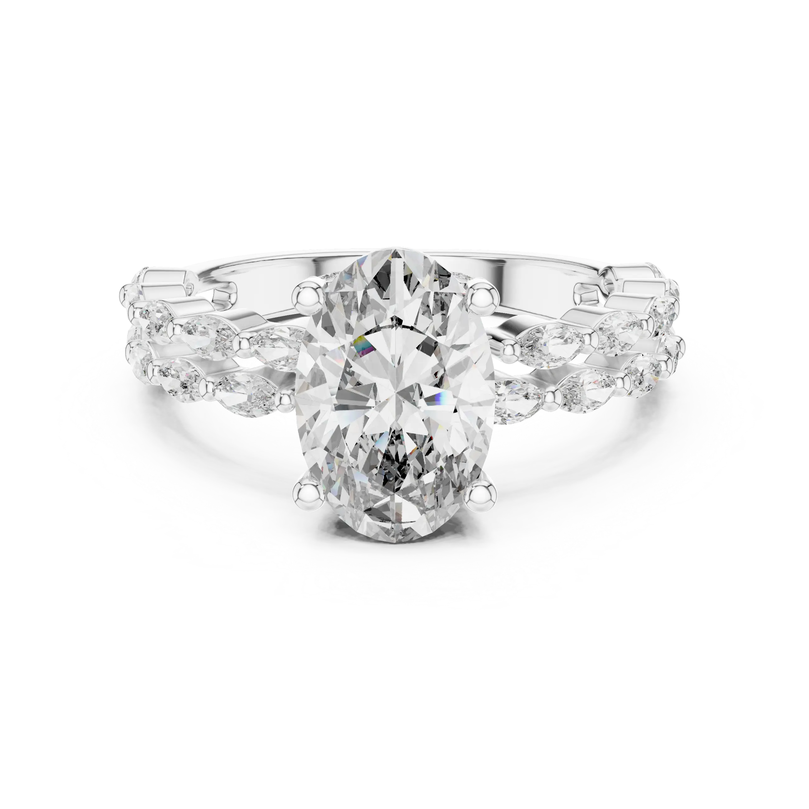MJR039 - Luxe Layered Shank Navette Cluster Ring