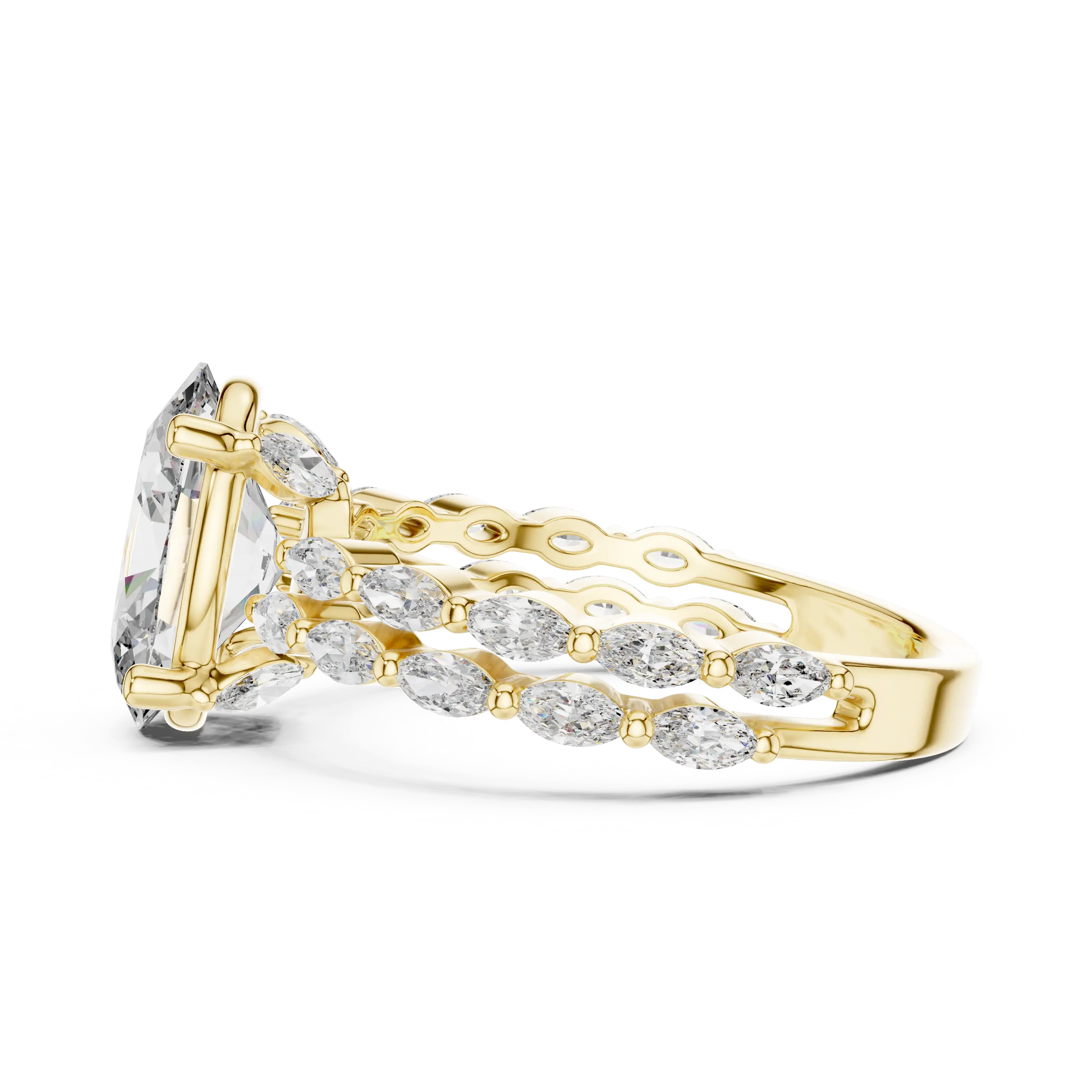 MJR039 - Luxe Layered Shank Navette Cluster Ring