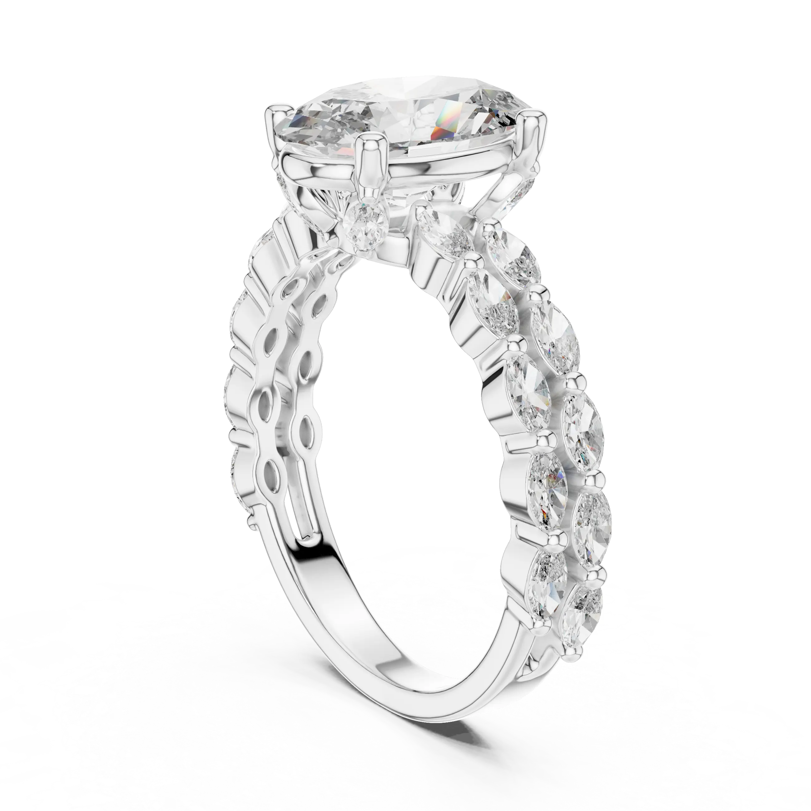 MJR039 - Luxe Layered Shank Navette Cluster Ring