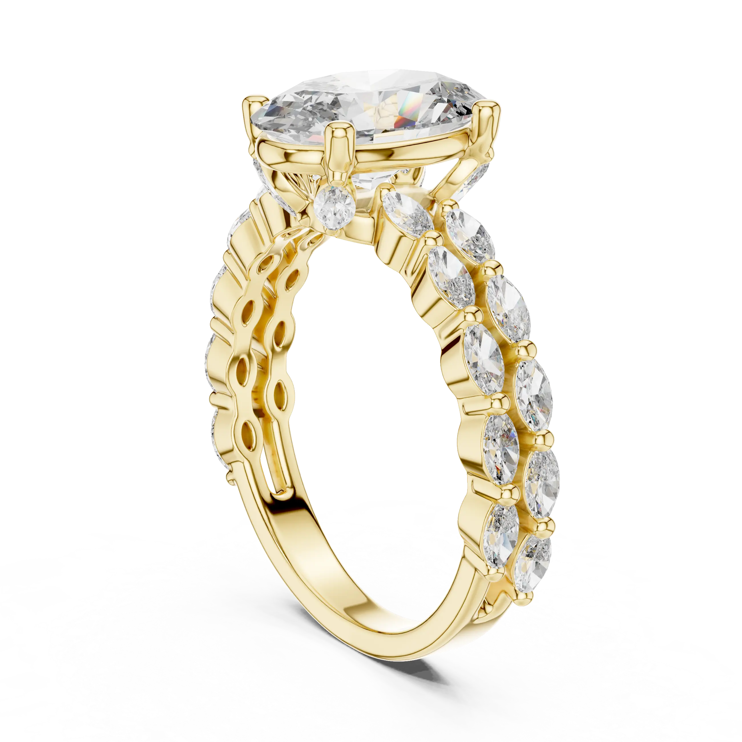 MJR039 - Luxe Layered Shank Navette Cluster Ring