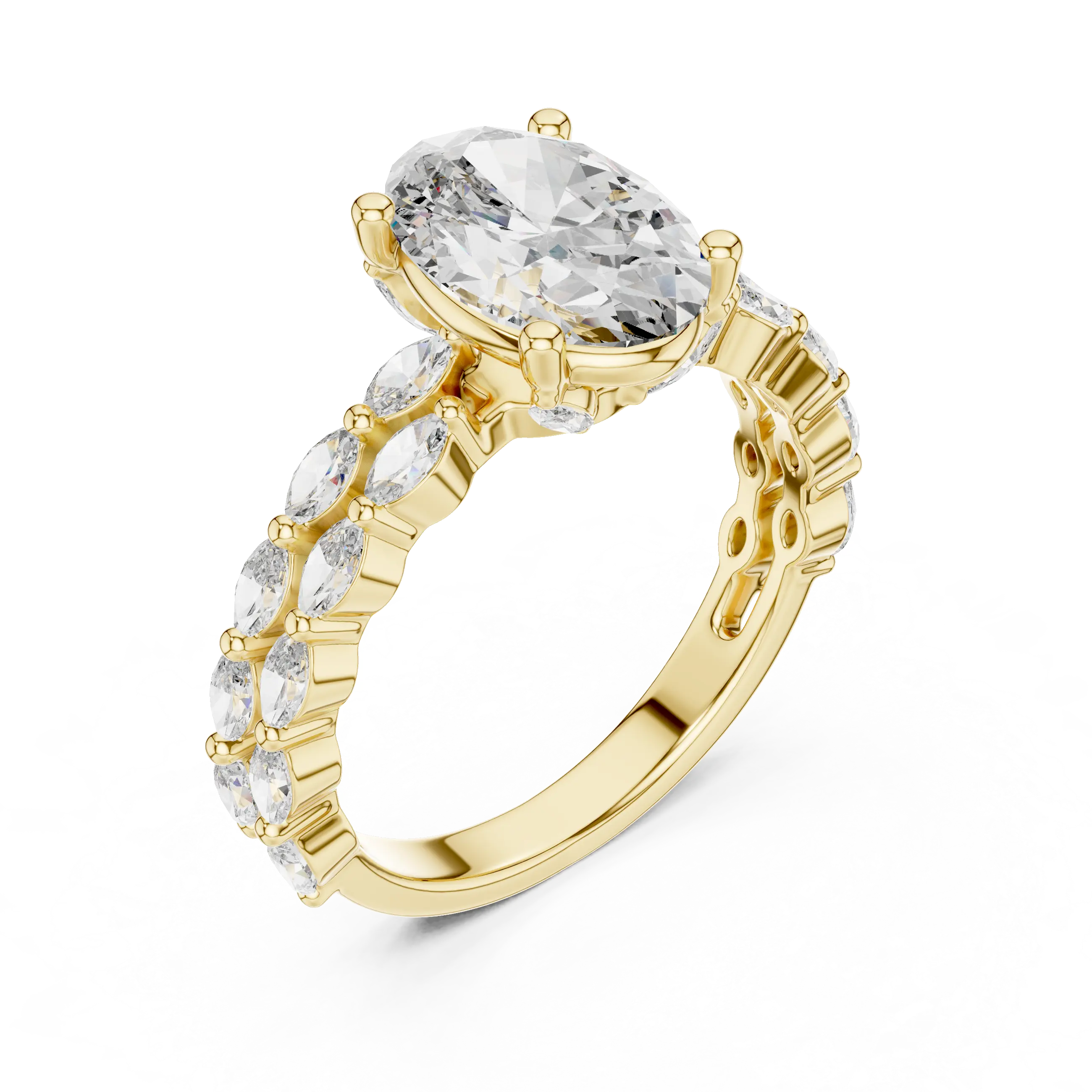MJR039 - Luxe Layered Shank Navette Cluster Ring