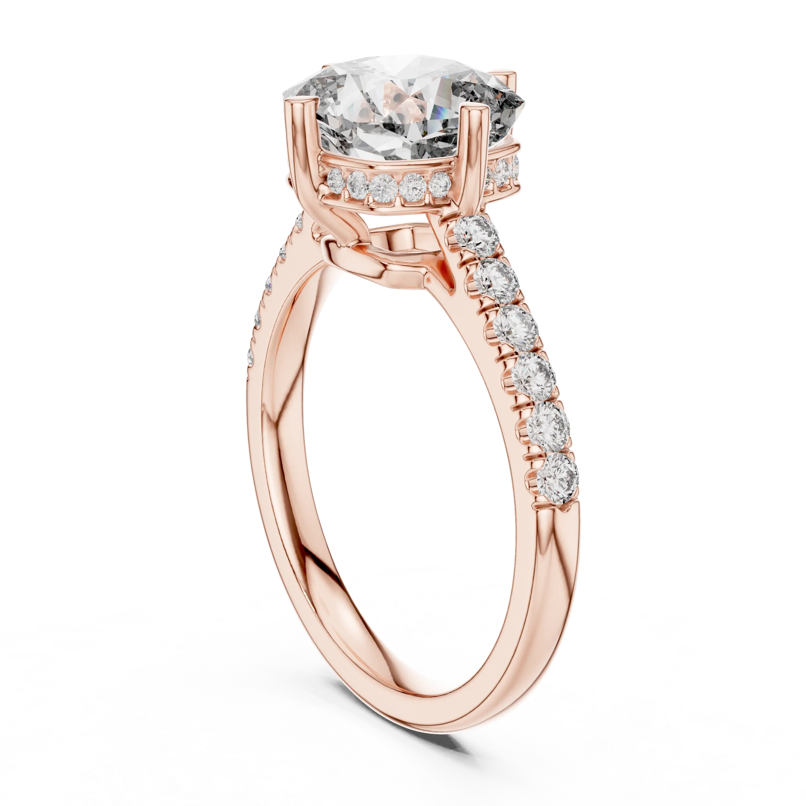 MJR0116 - Cushion Cut Solitaire Ring with Delicate Under-Halo Detail