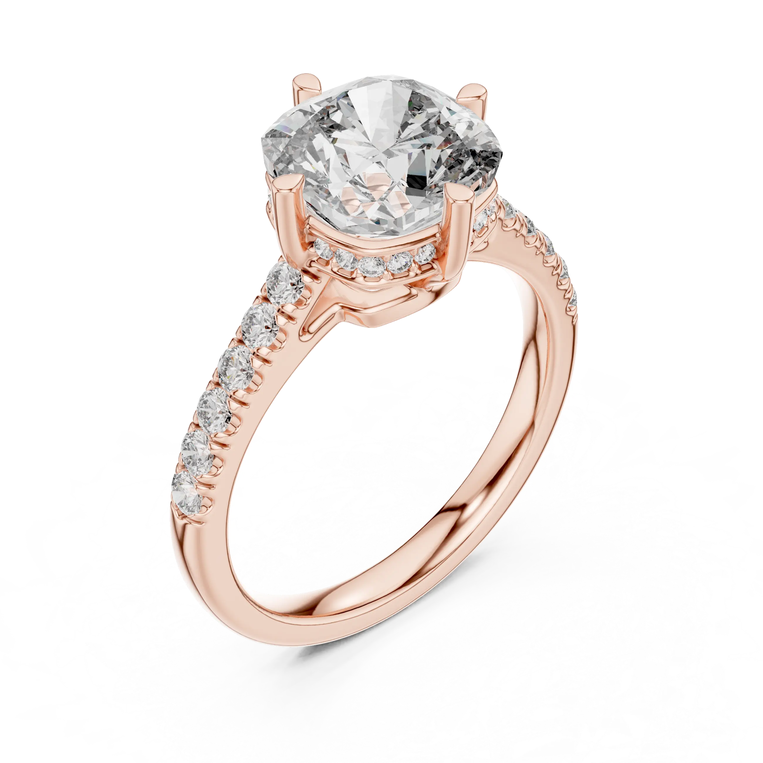 MJR0116 - Cushion Cut Solitaire Ring with Delicate Under-Halo Detail
