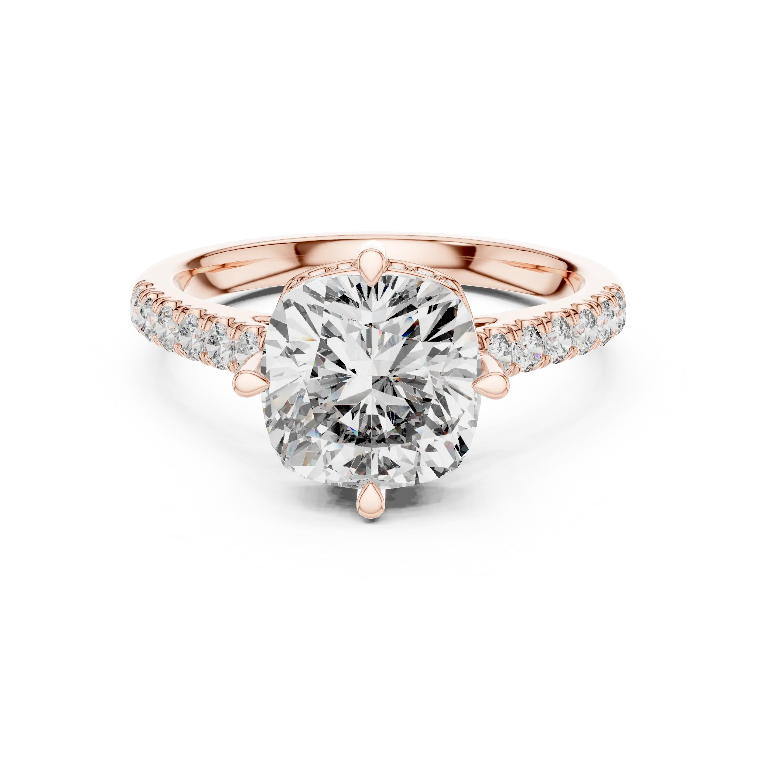 MJR0116 - Cushion Cut Solitaire Ring with Delicate Under-Halo Detail