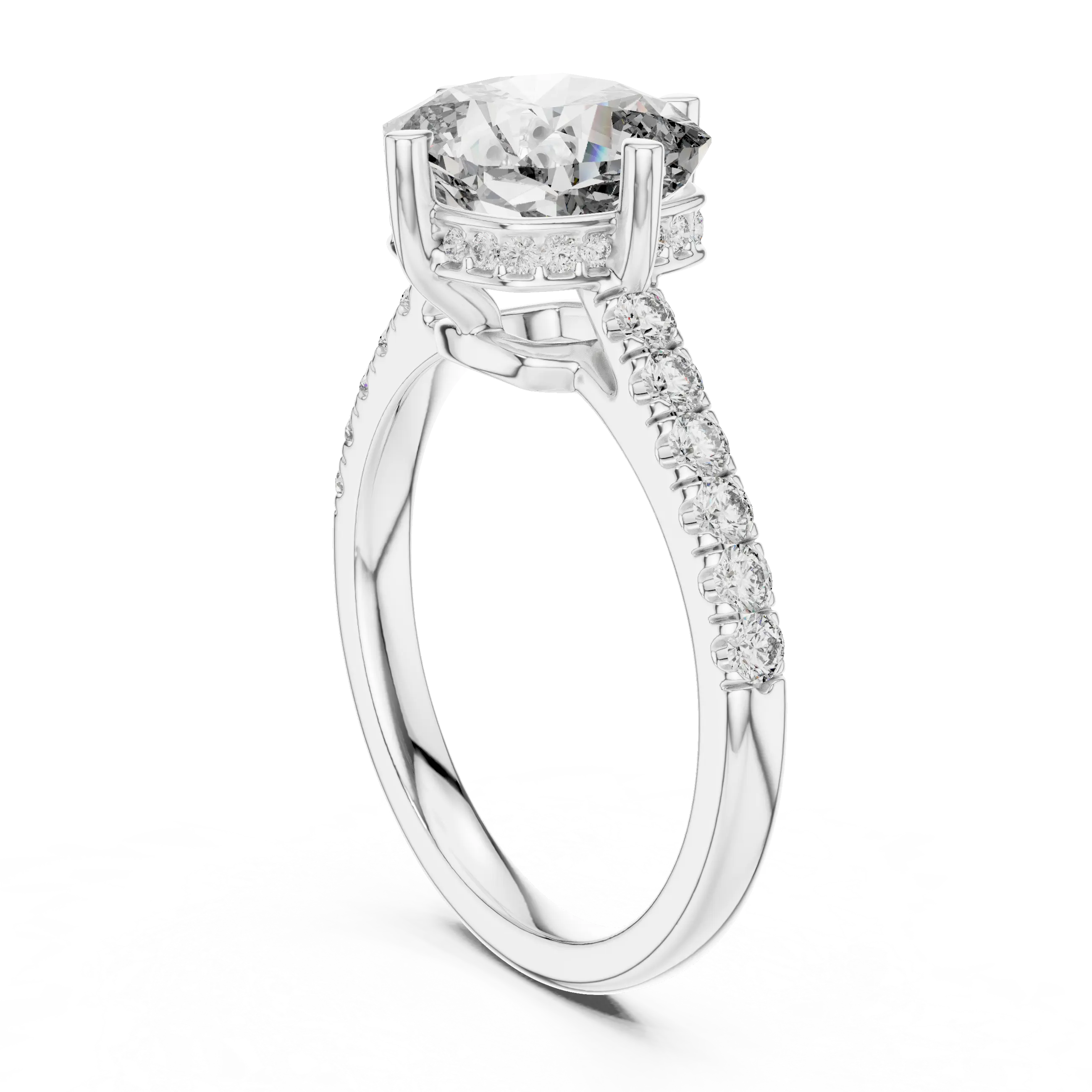 MJR0116 - Cushion Cut Solitaire Ring with Delicate Under-Halo Detail