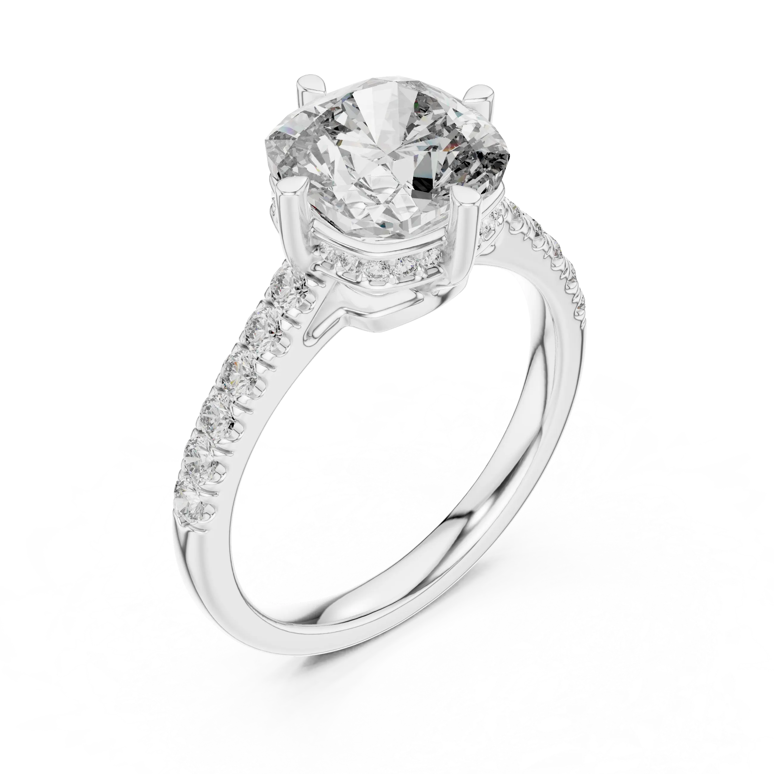 MJR0116 - Cushion Cut Solitaire Ring with Delicate Under-Halo Detail