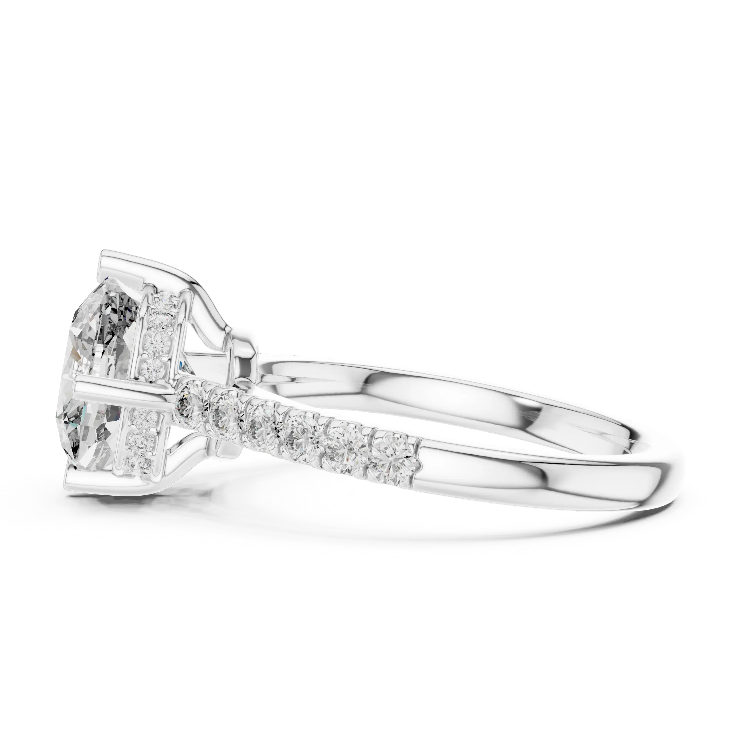 MJR0116 - Cushion Cut Solitaire Ring with Delicate Under-Halo Detail