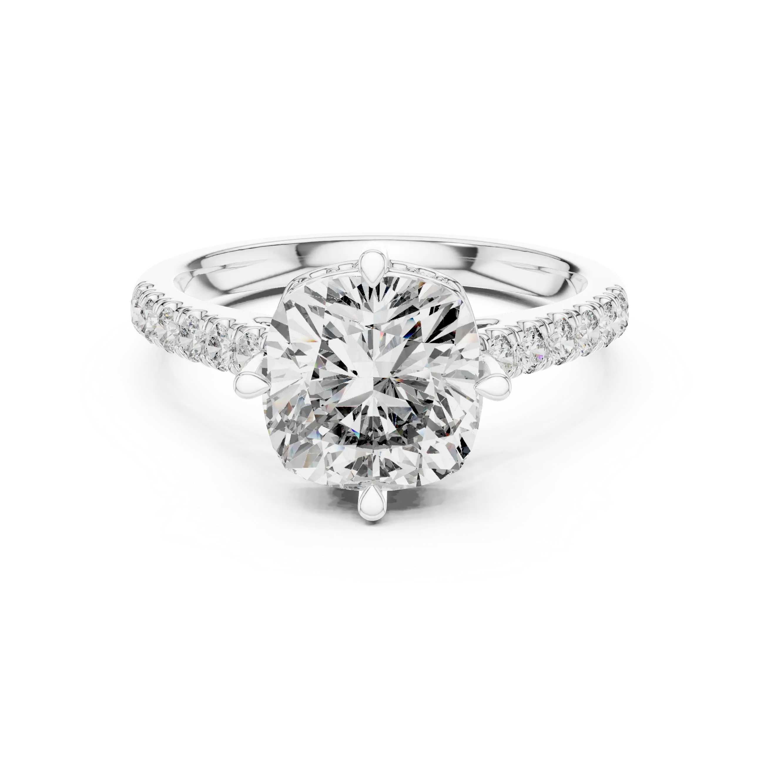 MJR0116 - Cushion Cut Solitaire Ring with Delicate Under-Halo Detail