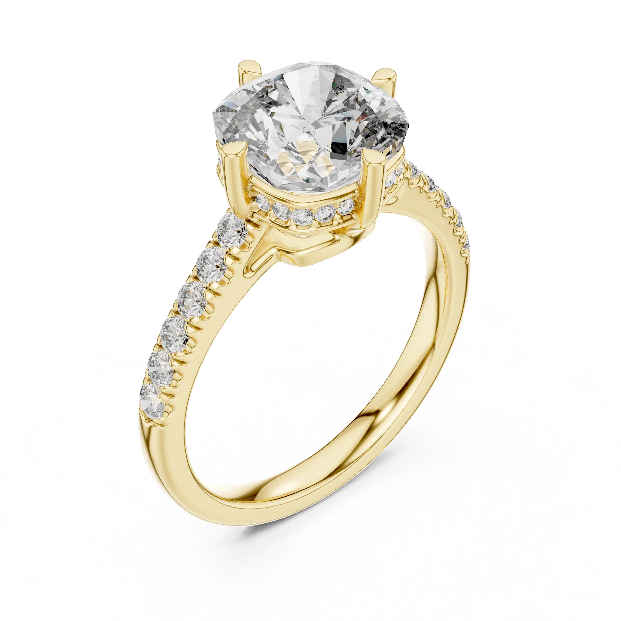 MJR0116 - Cushion Cut Solitaire Ring with Delicate Under-Halo Detail