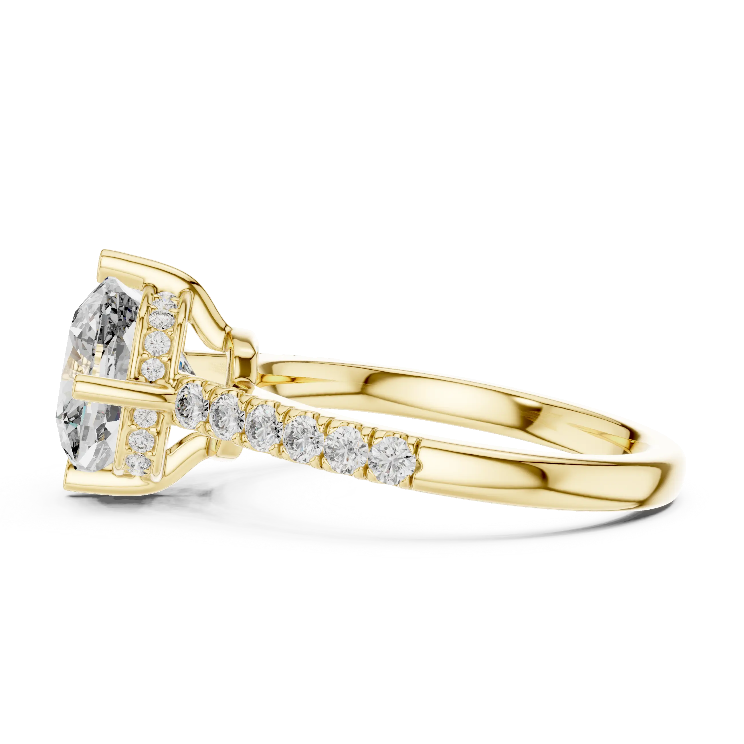 MJR0116 - Cushion Cut Solitaire Ring with Delicate Under-Halo Detail