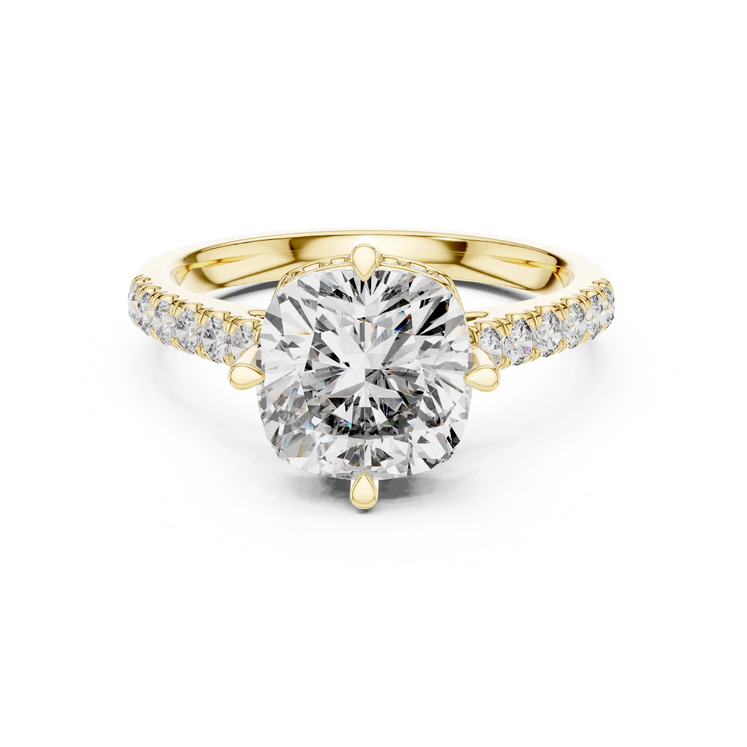 MJR0116 - Cushion Cut Solitaire Ring with Delicate Under-Halo Detail