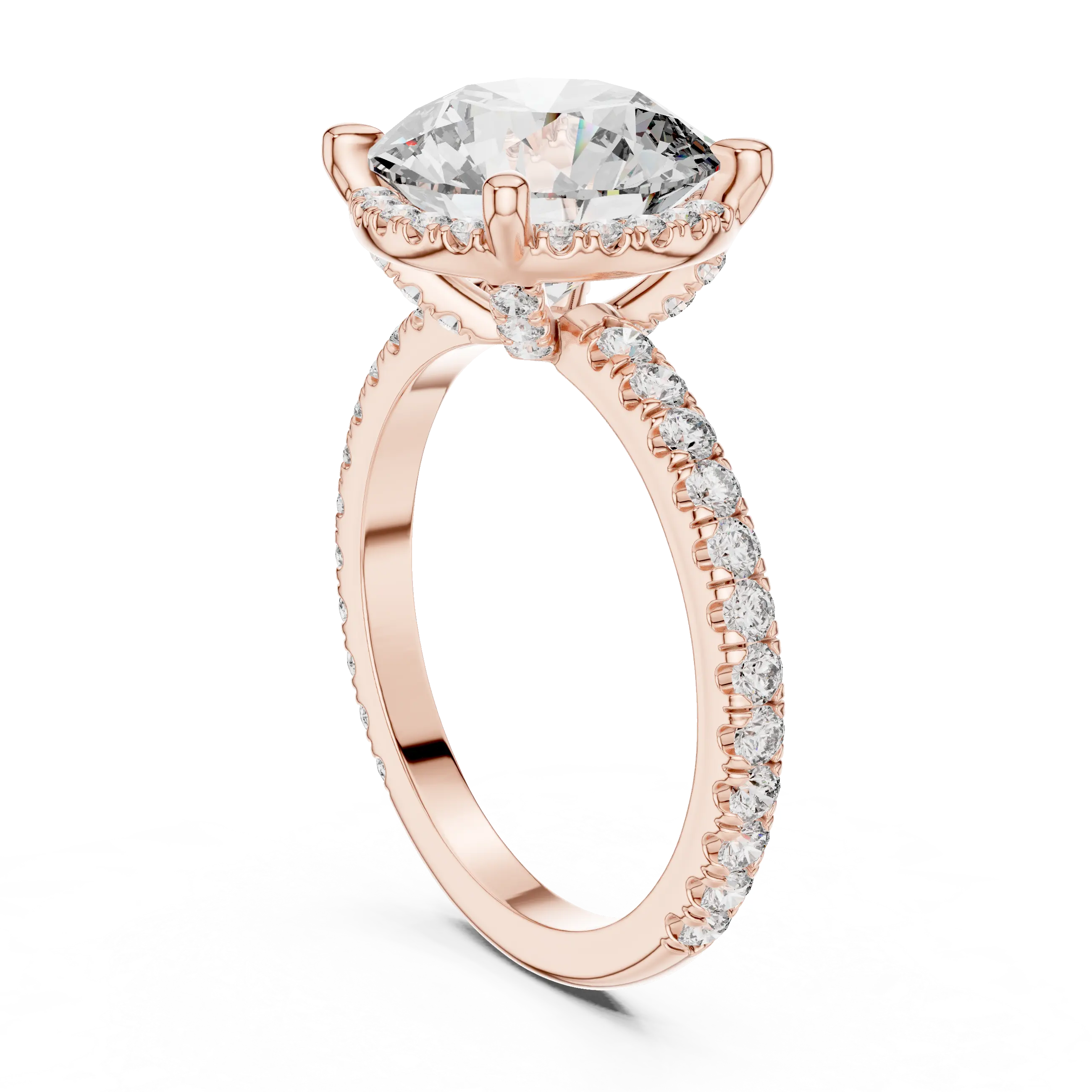 MJR0115 - Round Center Stone Ring with Double Under-Halo Accent