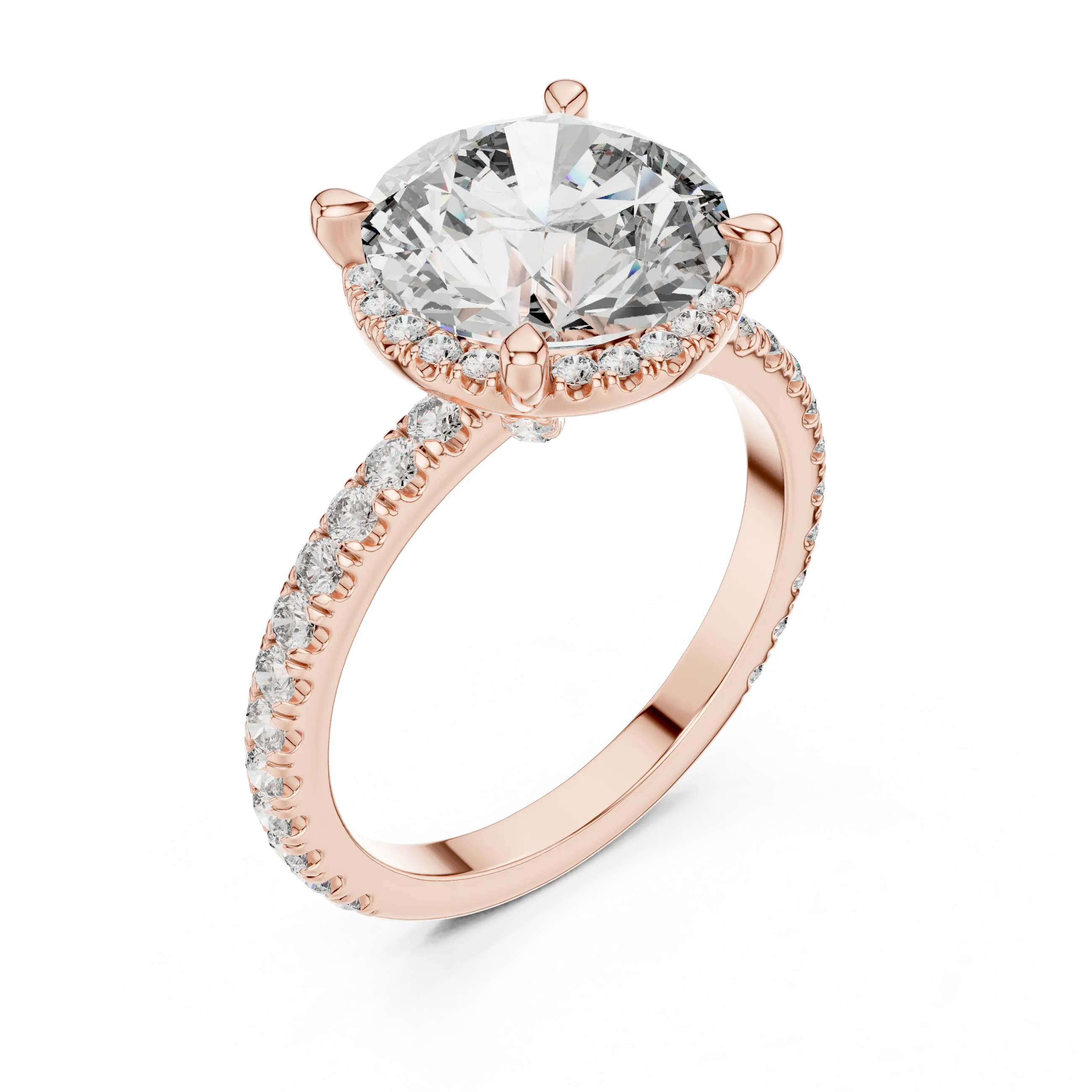 MJR0115 - Round Center Stone Ring with Double Under-Halo Accent