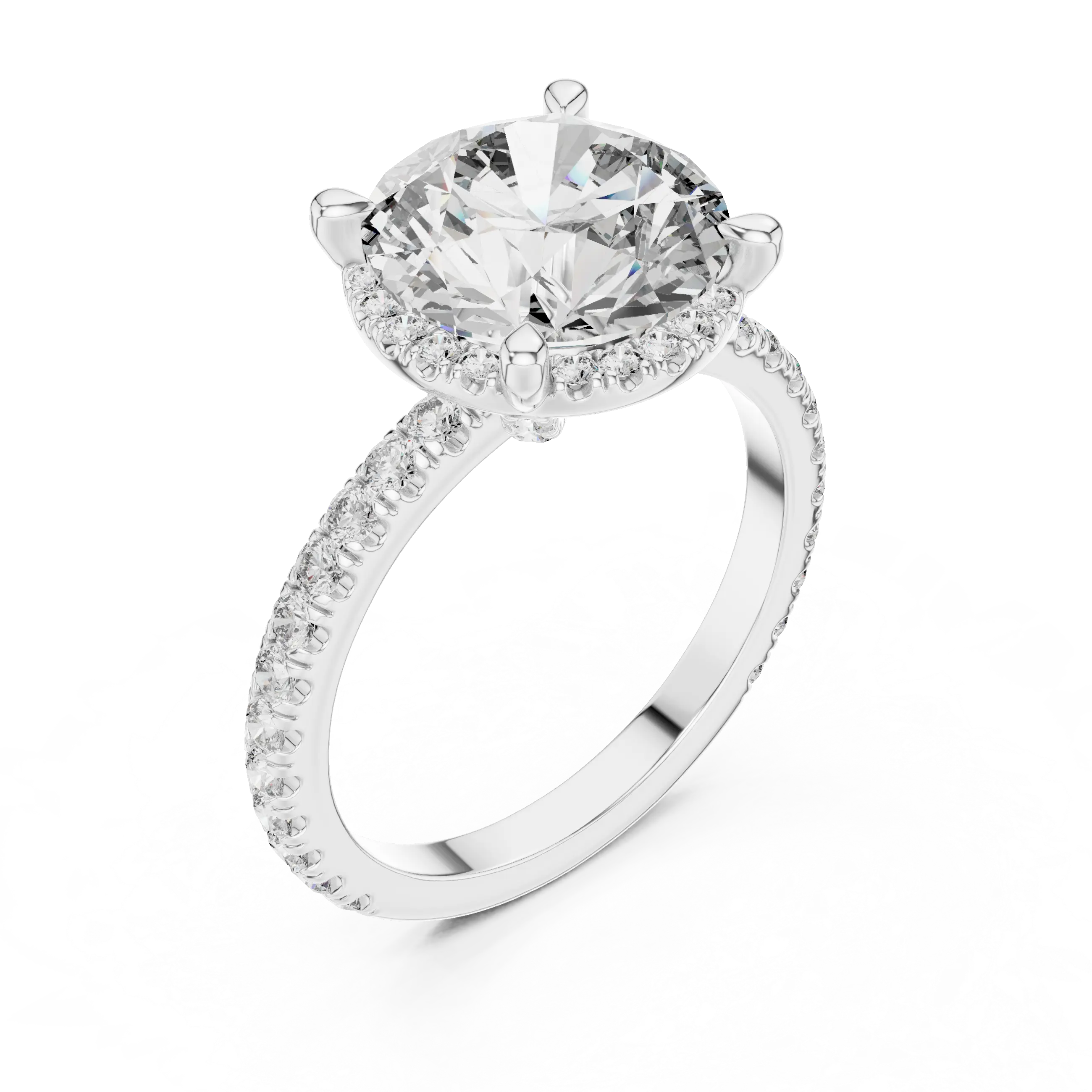 MJR0115 - Round Center Stone Ring with Double Under-Halo Accent