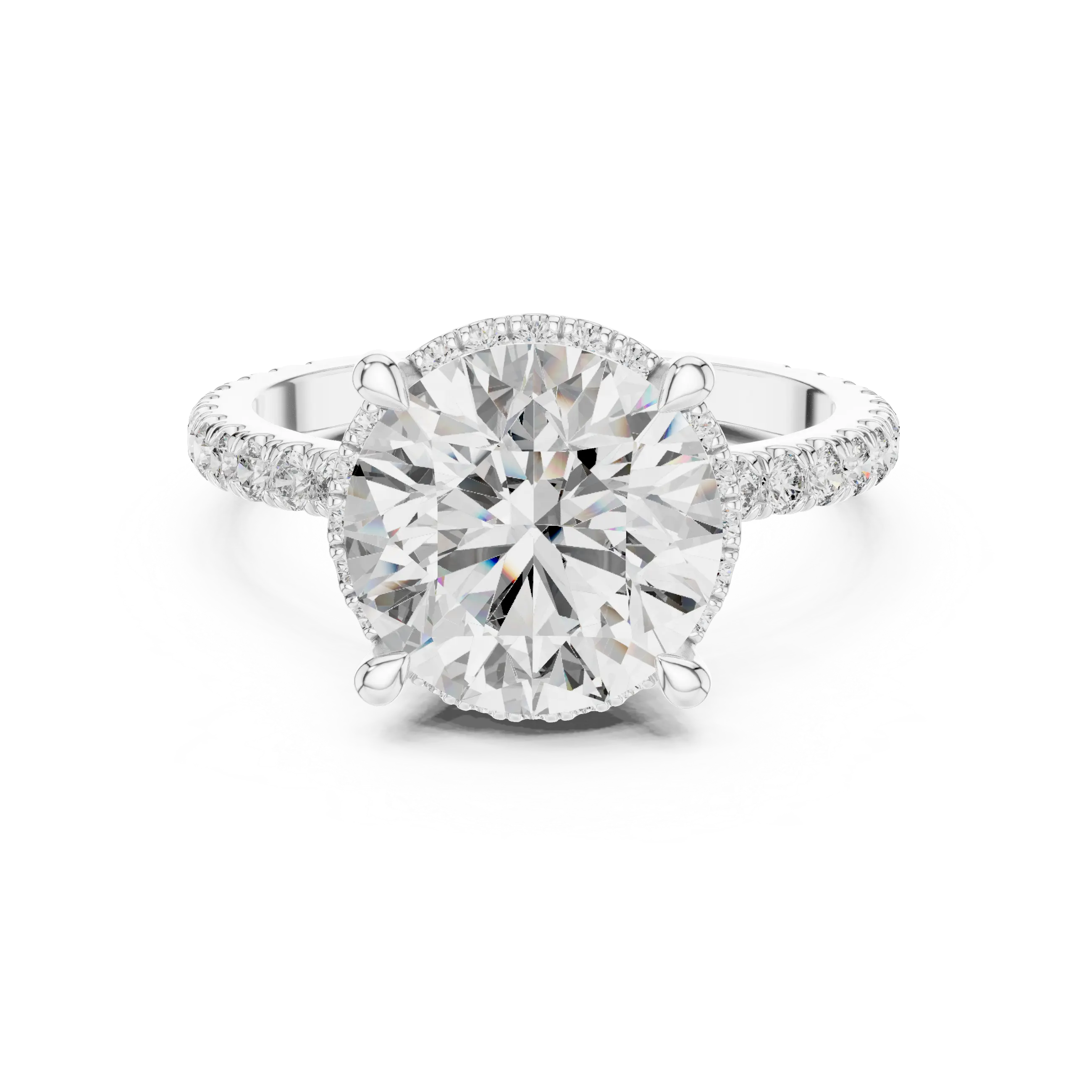 MJR0115 - Round Center Stone Ring with Double Under-Halo Accent