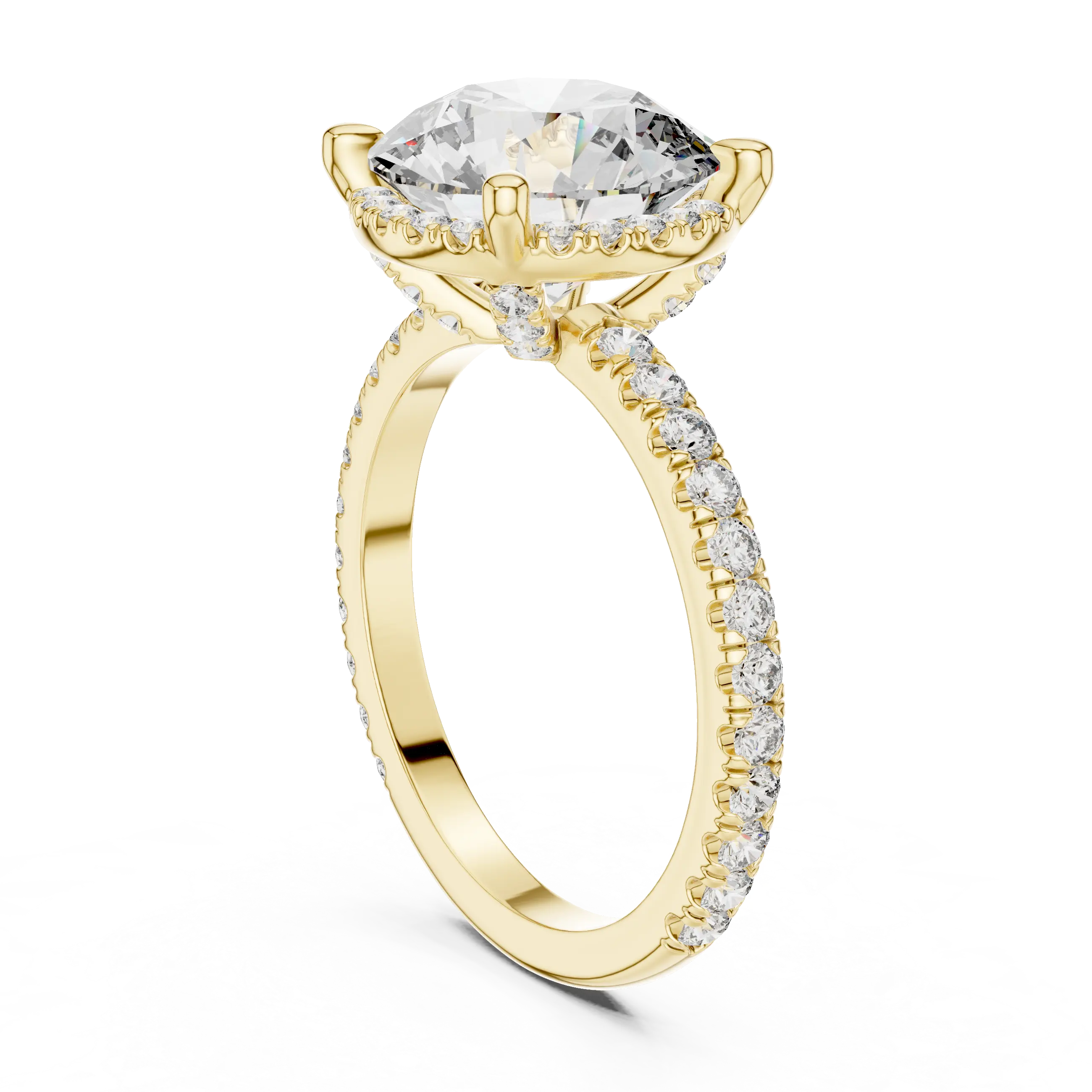 MJR0115 - Round Center Stone Ring with Double Under-Halo Accent