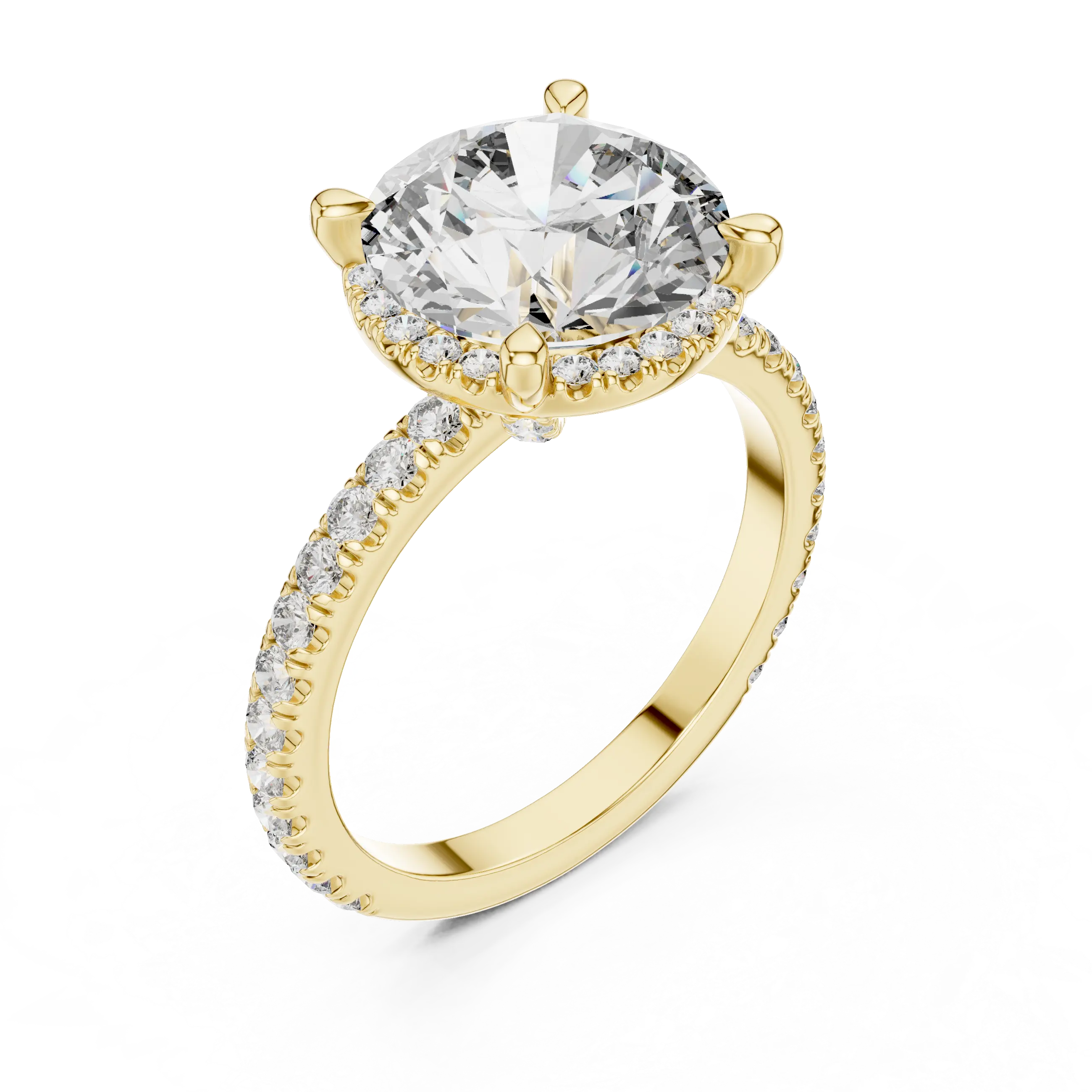 MJR0115 - Round Center Stone Ring with Double Under-Halo Accent