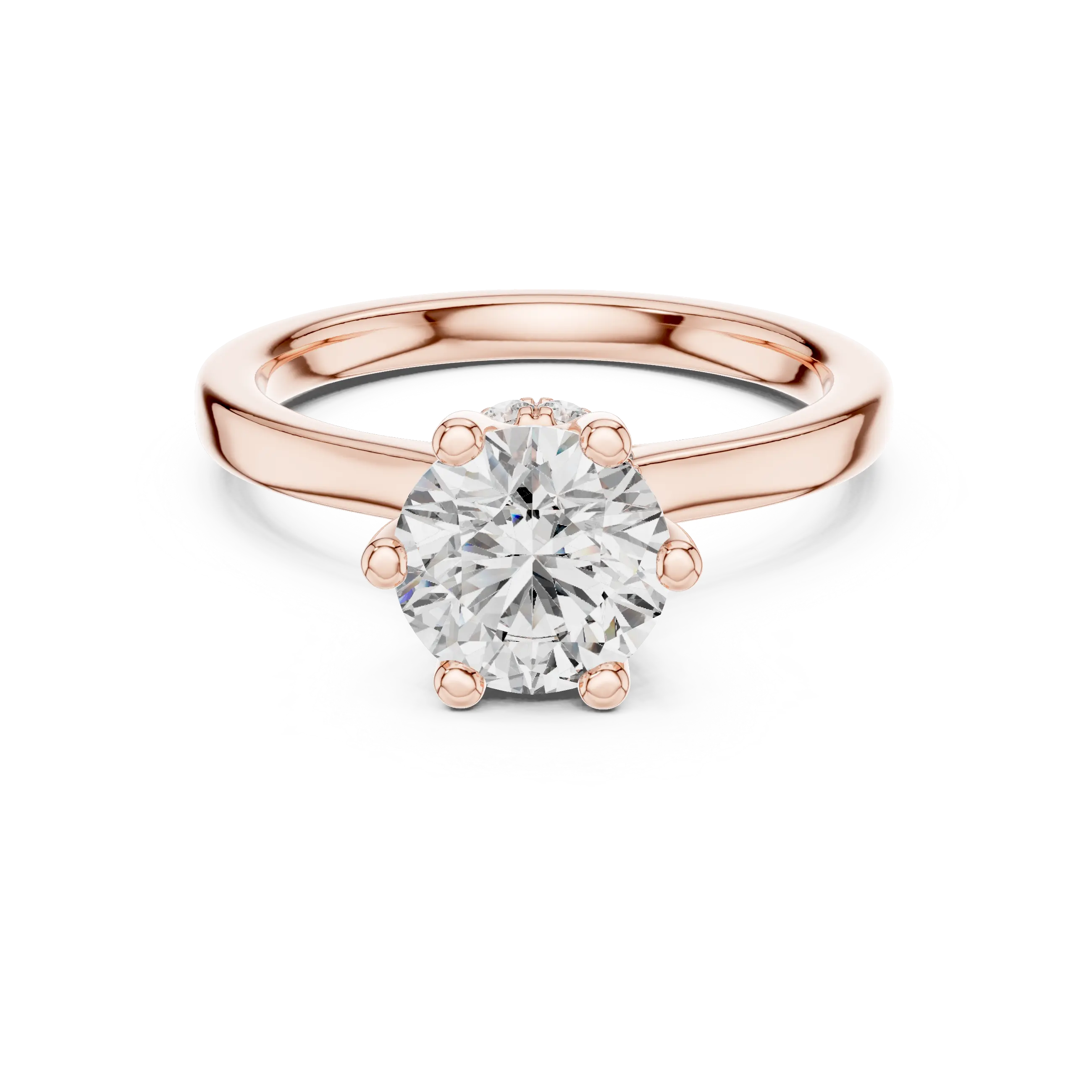 MJR0117 -Six-Prong Round Solitaire Ring with Hidden Sparkle Collar