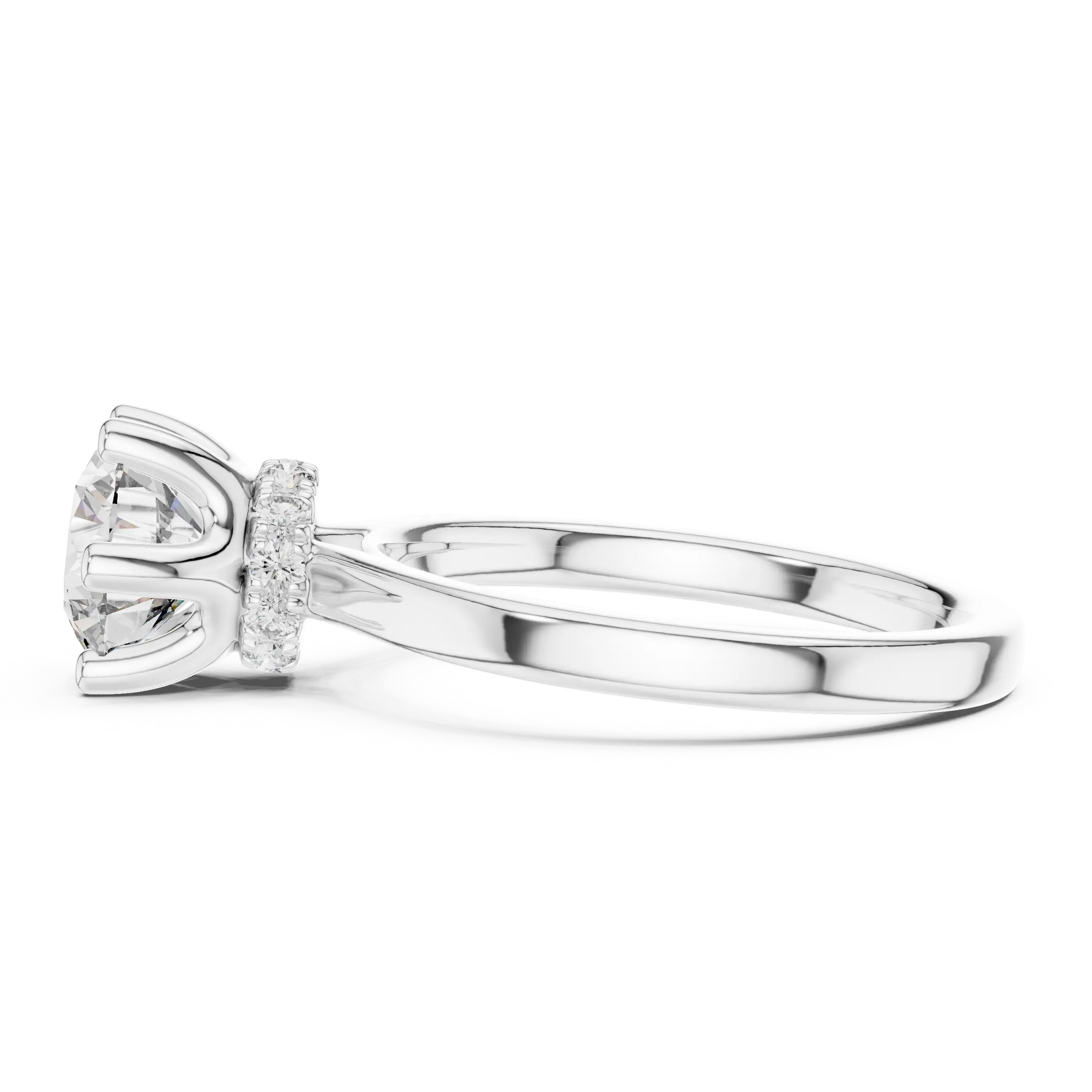 MJR0117 -Six-Prong Round Solitaire Ring with Hidden Sparkle Collar