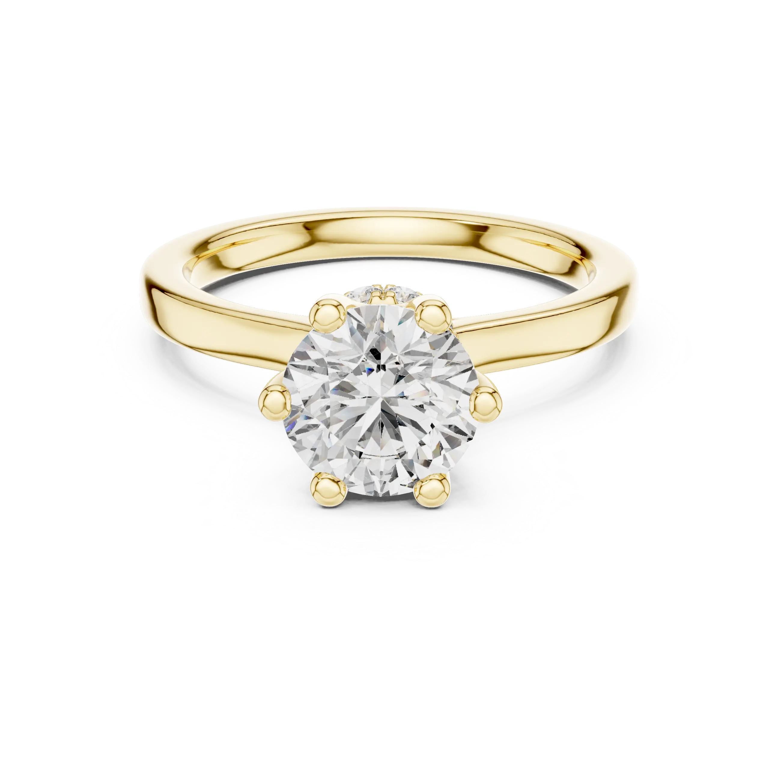 MJR0117 -Six-Prong Round Solitaire Ring with Hidden Sparkle Collar