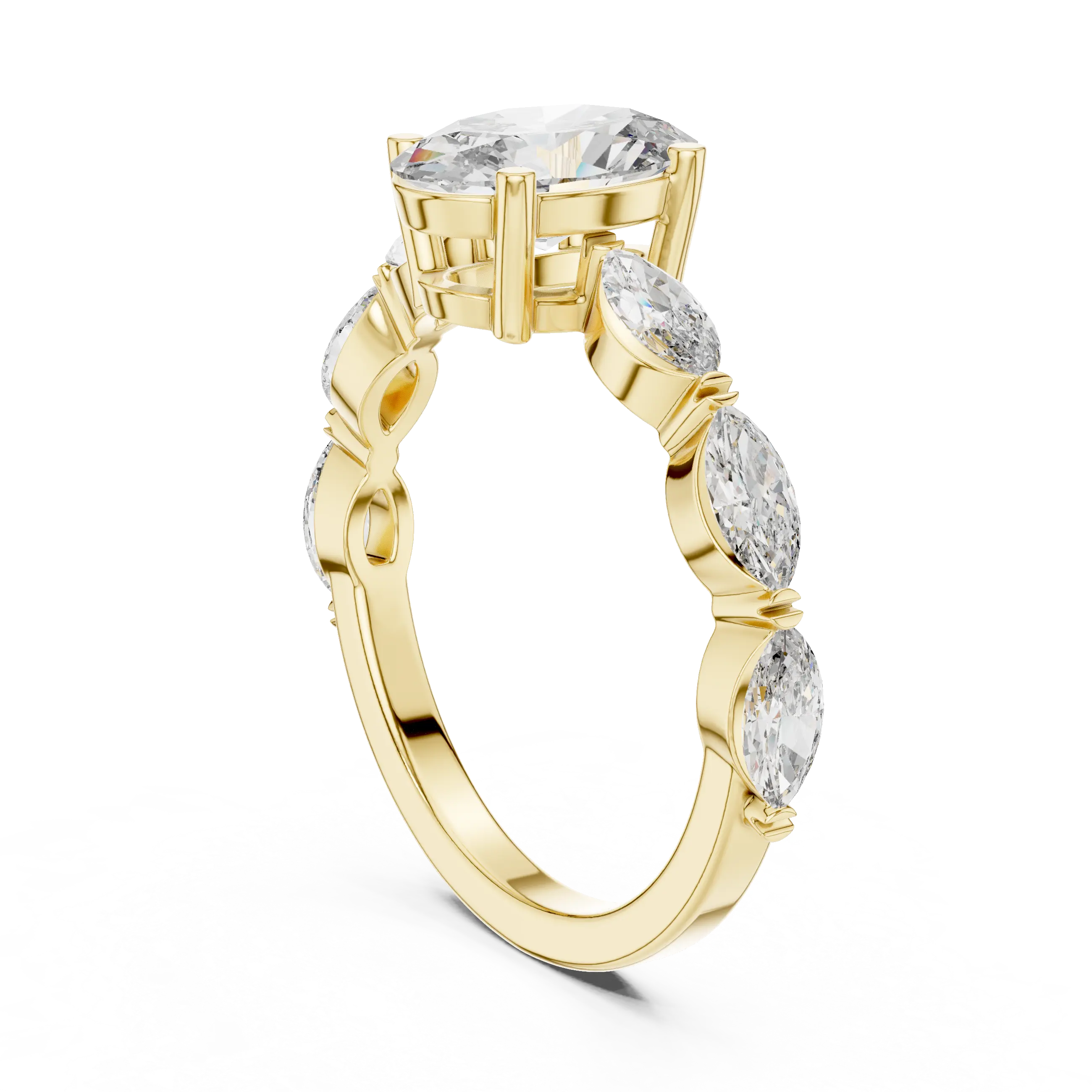 MJR0118 - Six-Prong Round Solitaire Ring with Hidden Sparkle Collar