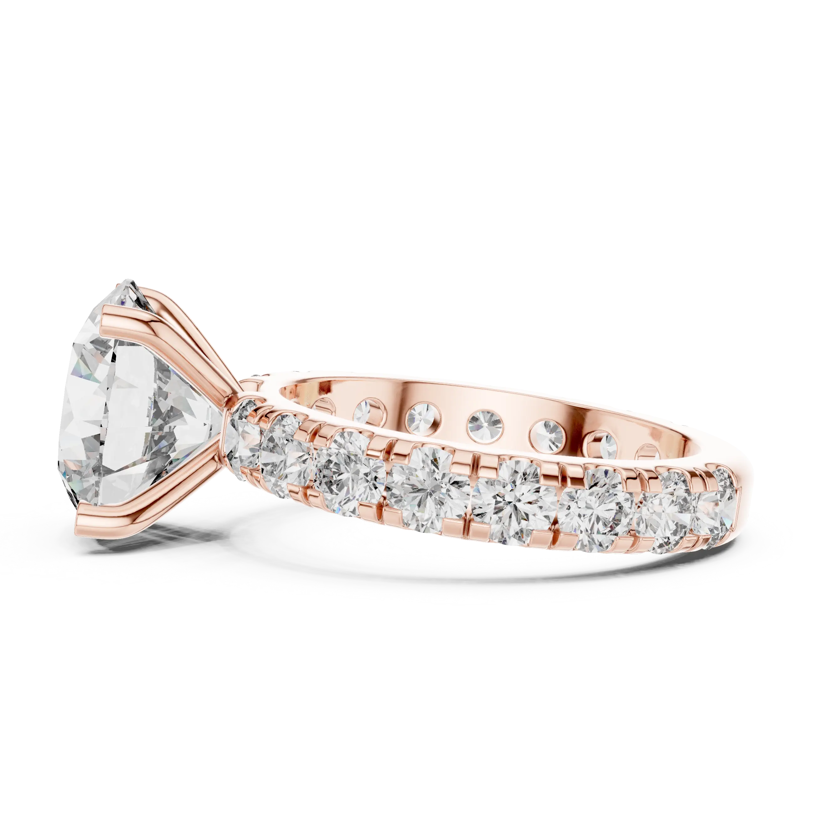 MJR0121 - Round Brilliant Solitaire Ring with Shared-Prong Eternity Band