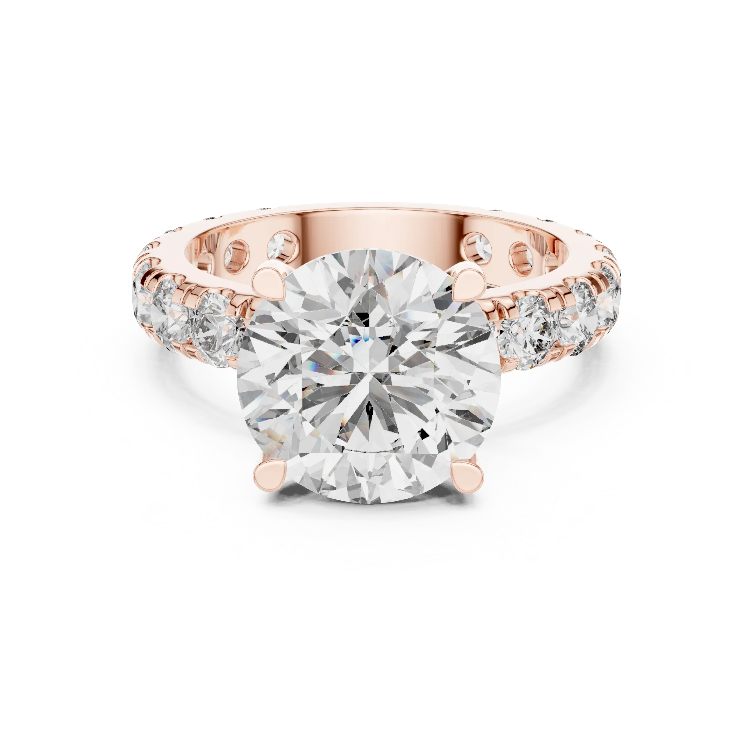 MJR0121 - Round Brilliant Solitaire Ring with Shared-Prong Eternity Band