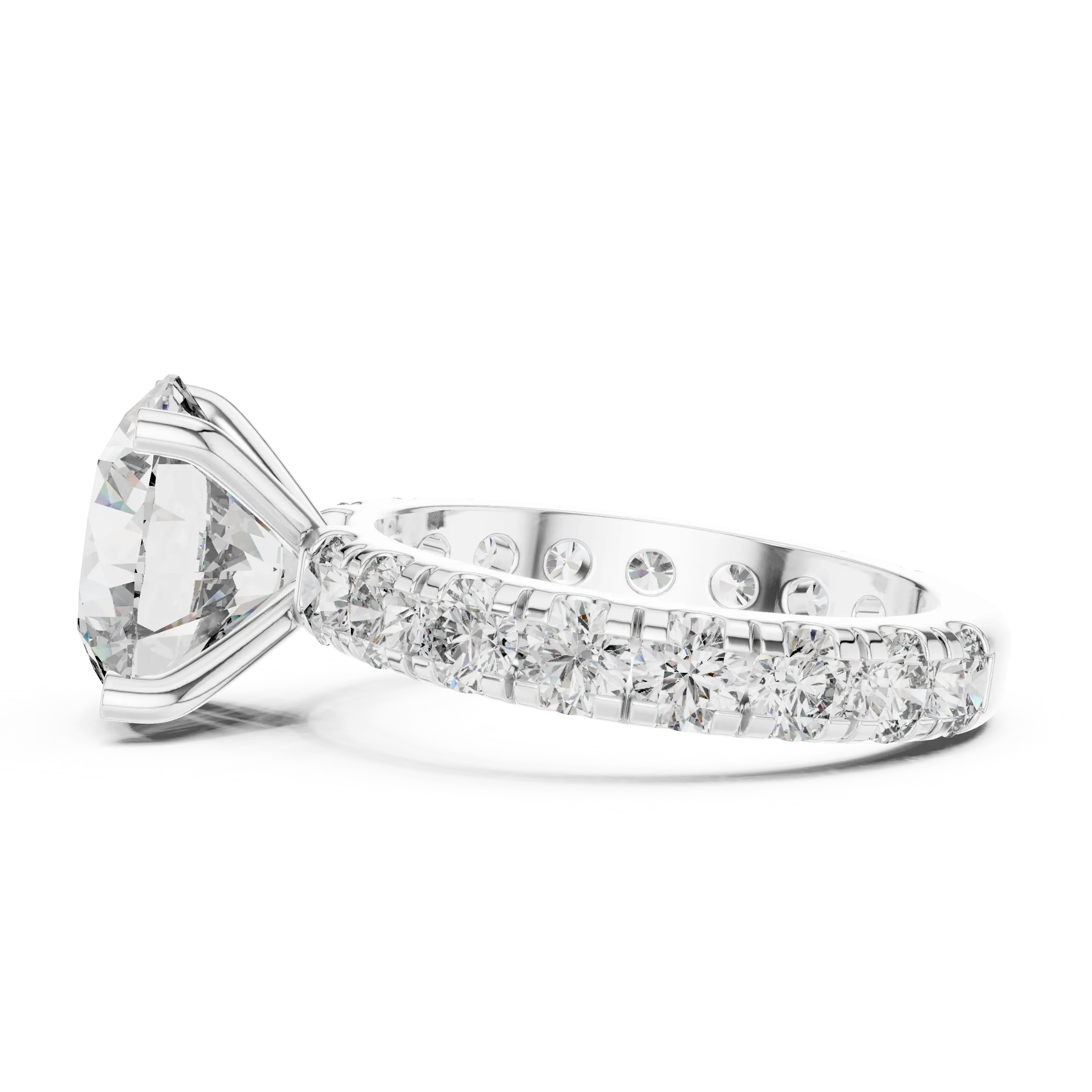 MJR0121 - Round Brilliant Solitaire Ring with Shared-Prong Eternity Band