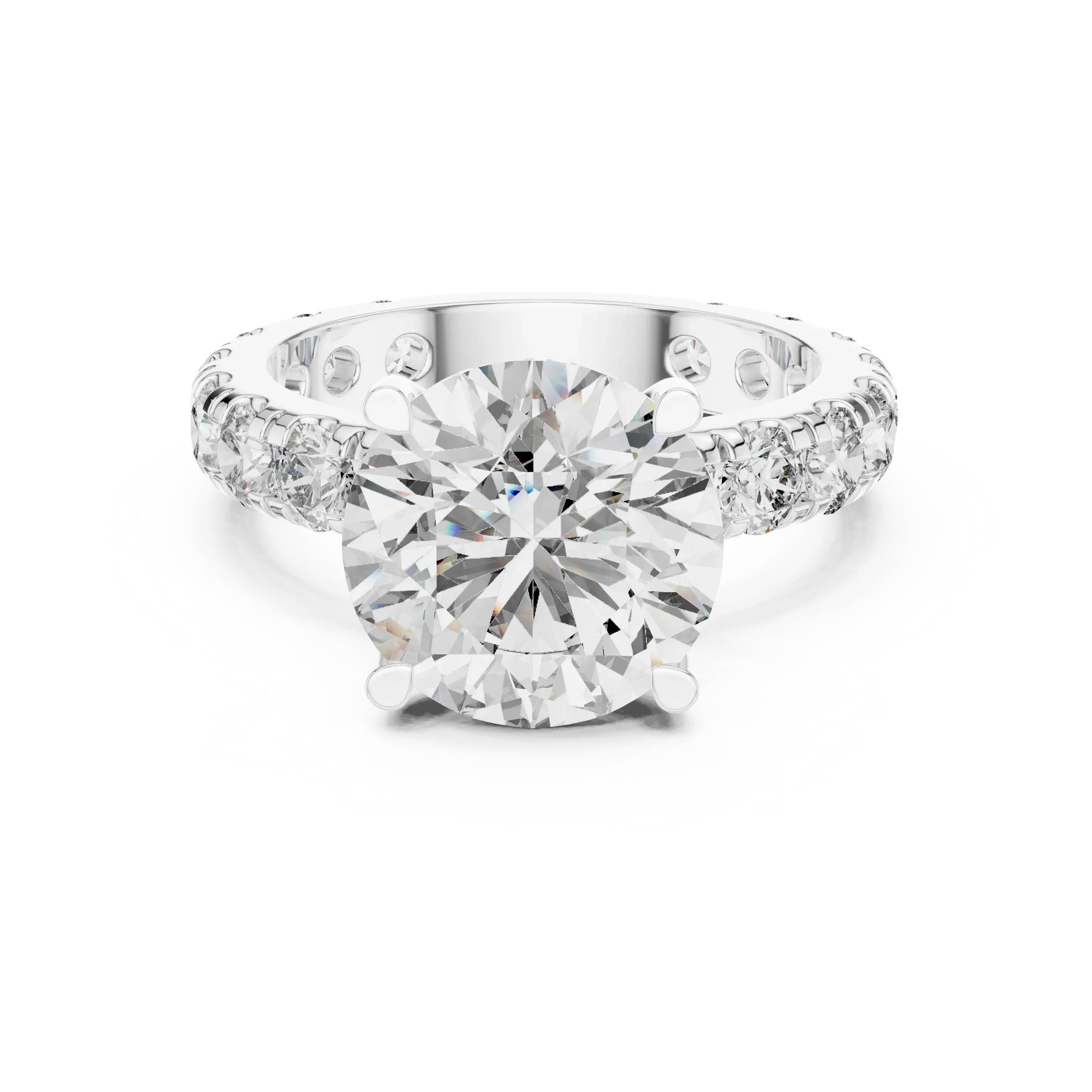 MJR0121 - Round Brilliant Solitaire Ring with Shared-Prong Eternity Band