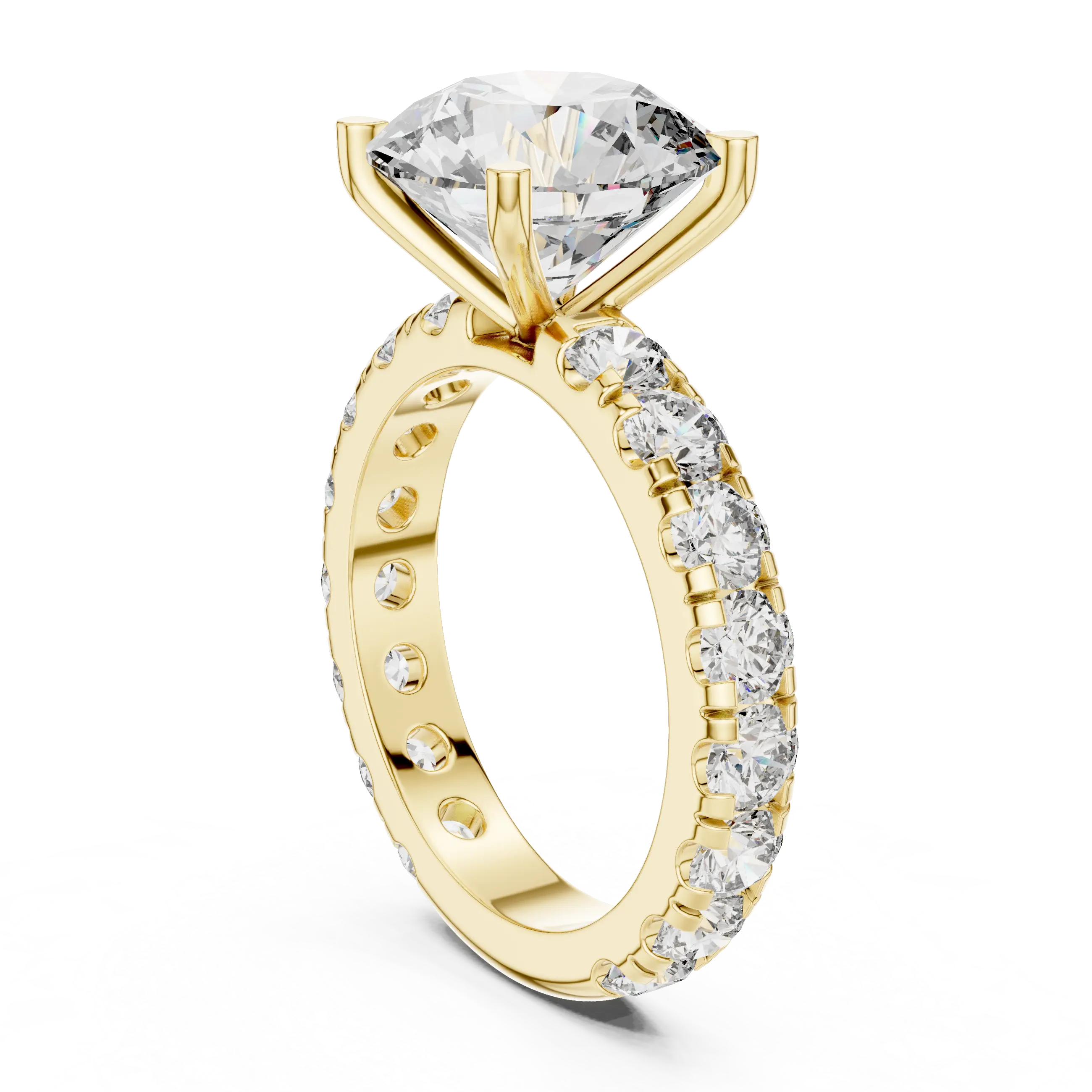 MJR0121 - Round Brilliant Solitaire Ring with Shared-Prong Eternity Band