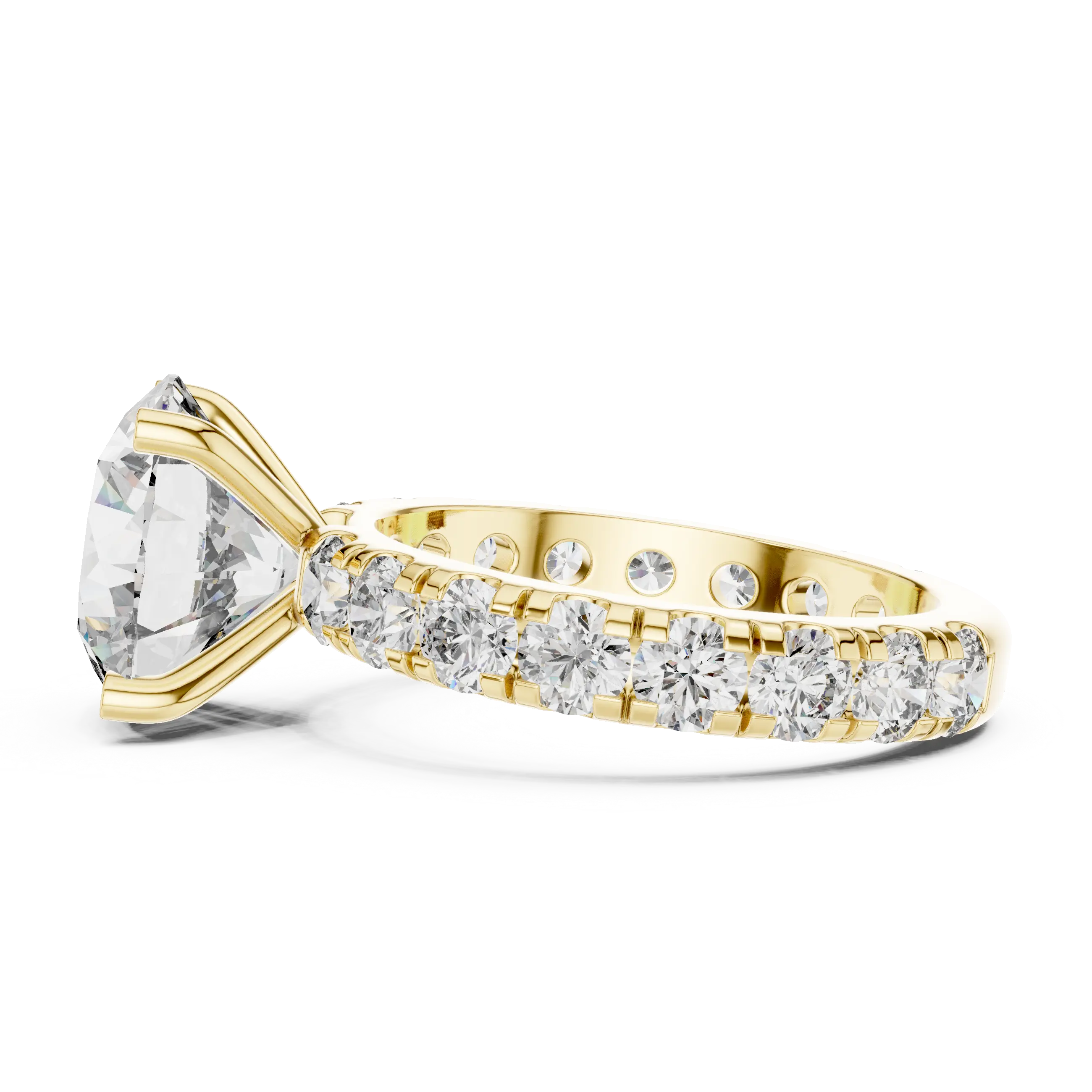 MJR0121 - Round Brilliant Solitaire Ring with Shared-Prong Eternity Band