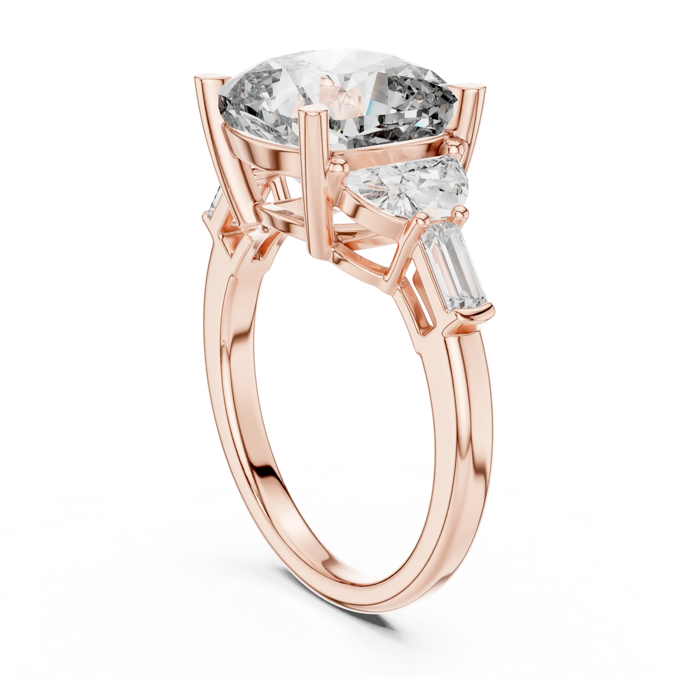 MJR0138 - Grand Cushion Gemstone Ring with Multi-Shape Side Accents
