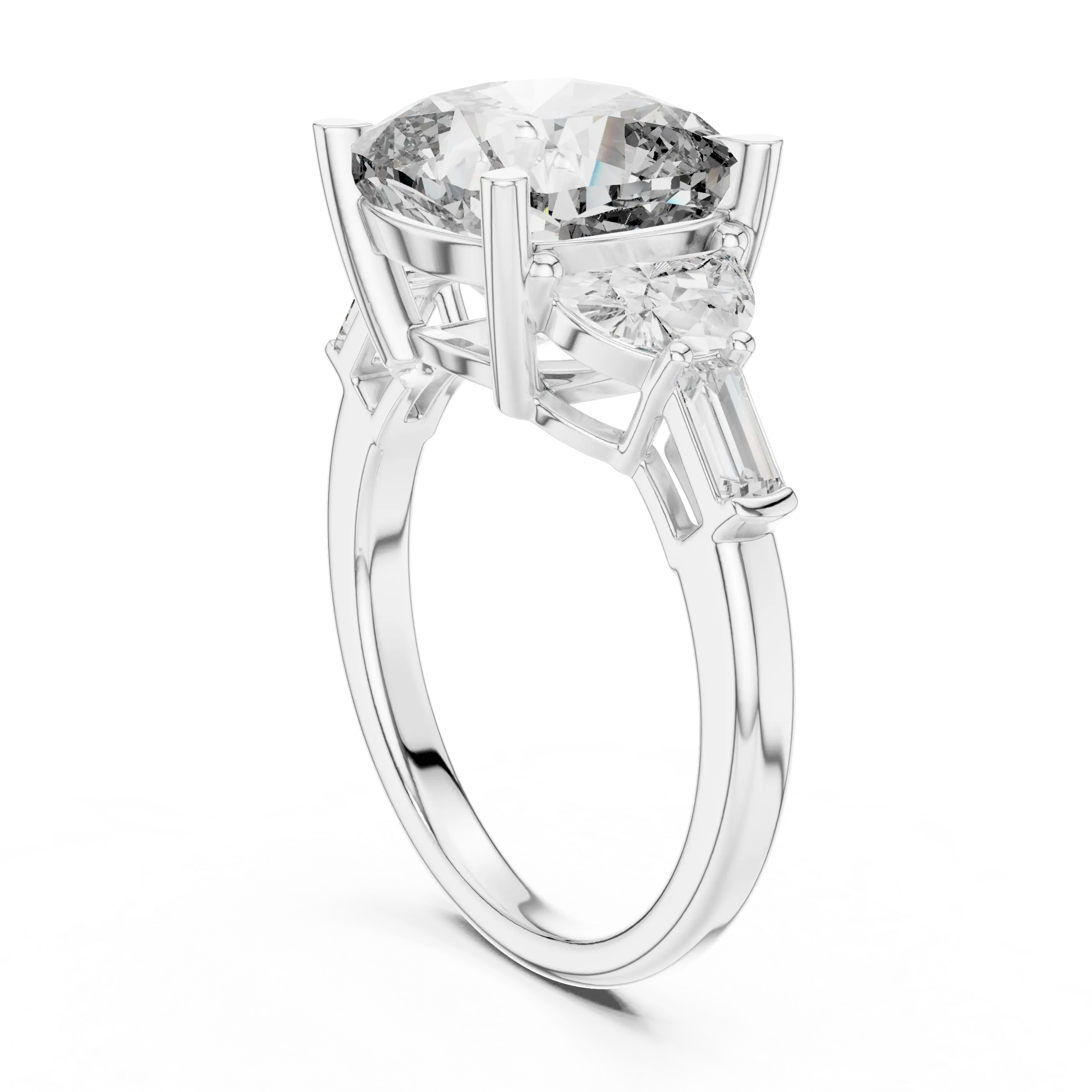 MJR0138 - Grand Cushion Gemstone Ring with Multi-Shape Side Accents