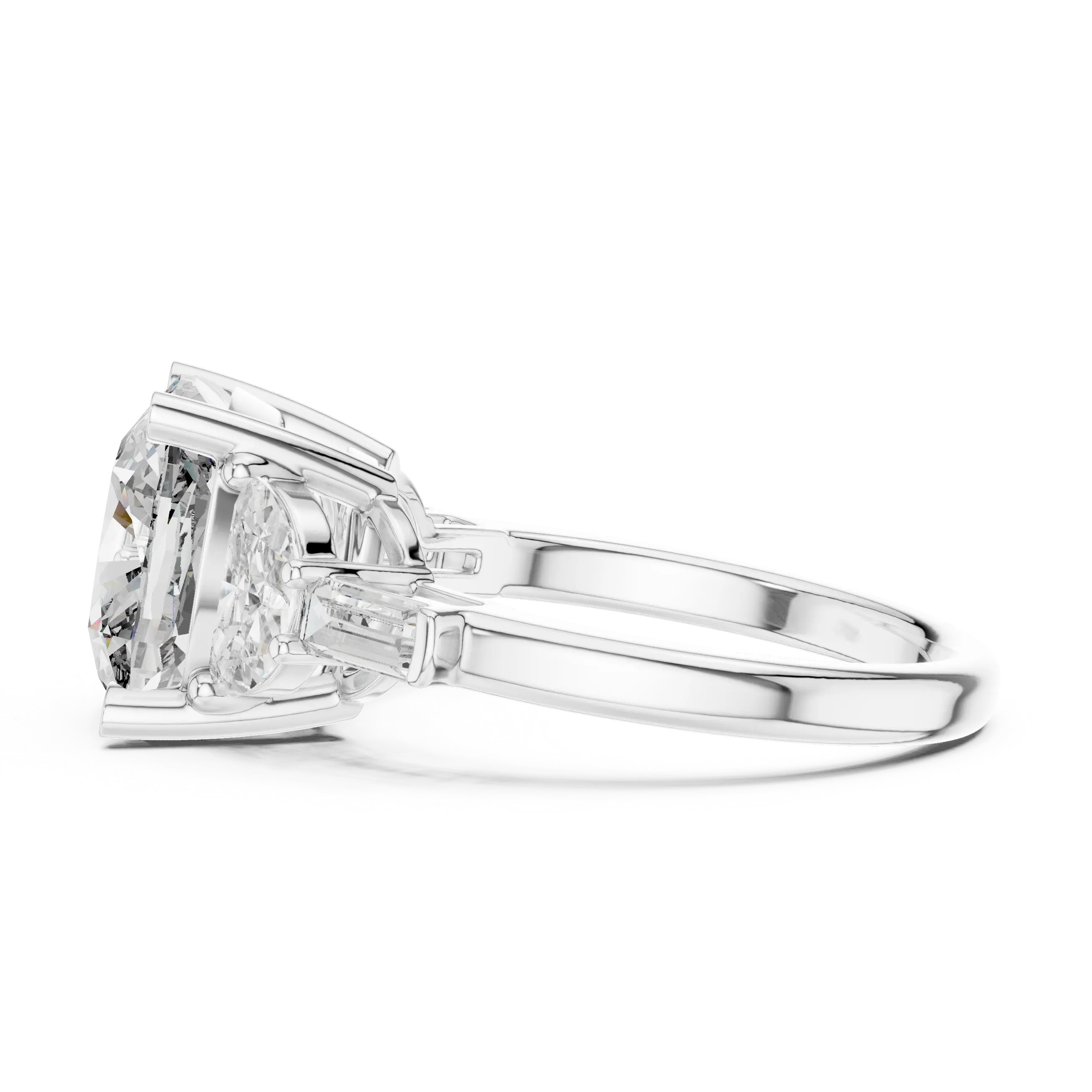 MJR0138 - Grand Cushion Gemstone Ring with Multi-Shape Side Accents