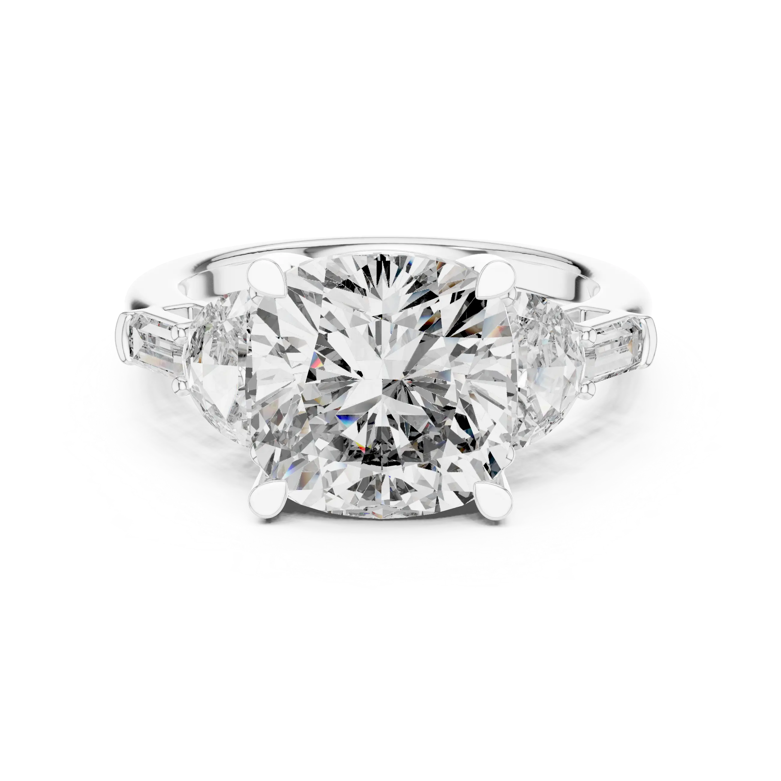 MJR0138 - Grand Cushion Gemstone Ring with Multi-Shape Side Accents