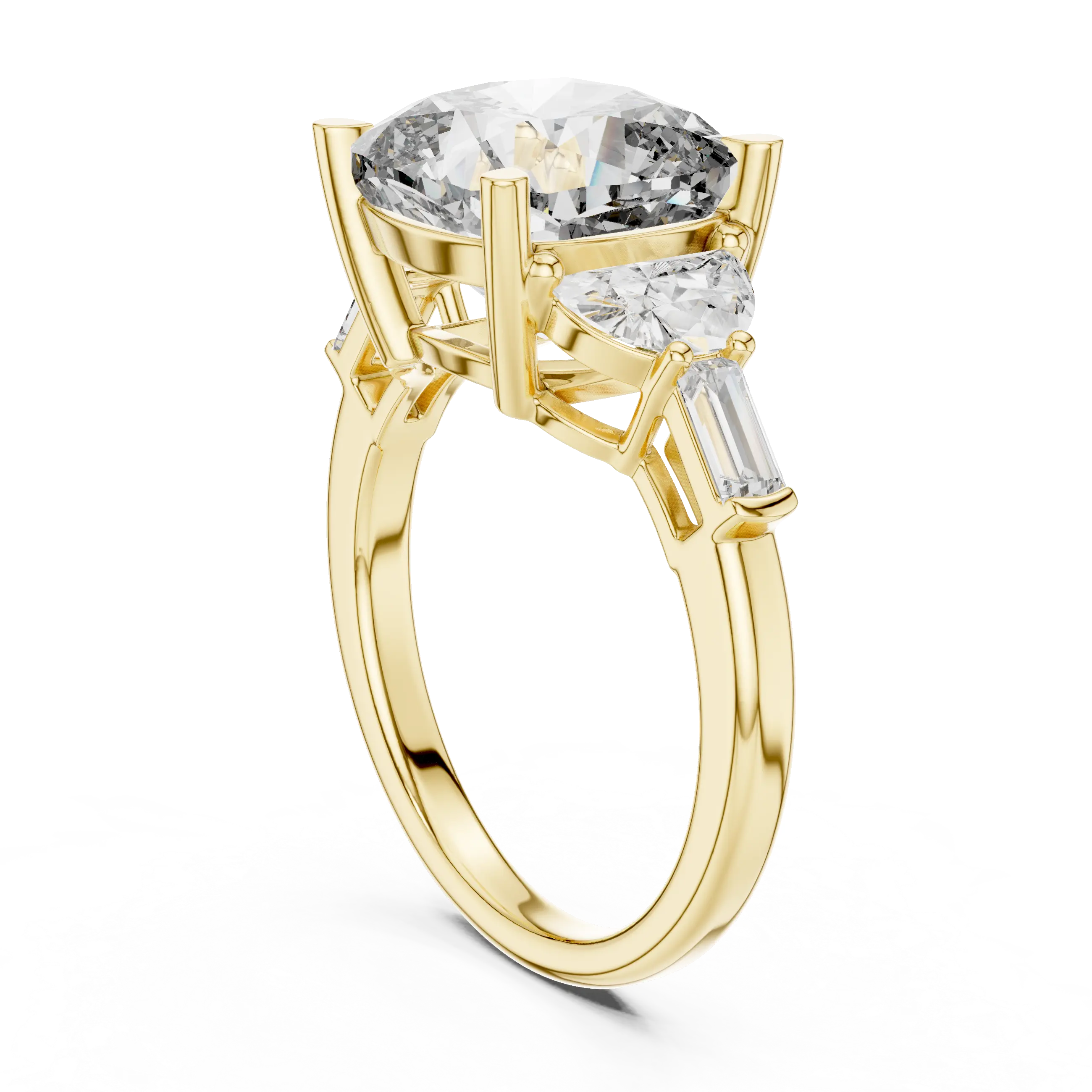 MJR0138 - Grand Cushion Gemstone Ring with Multi-Shape Side Accents