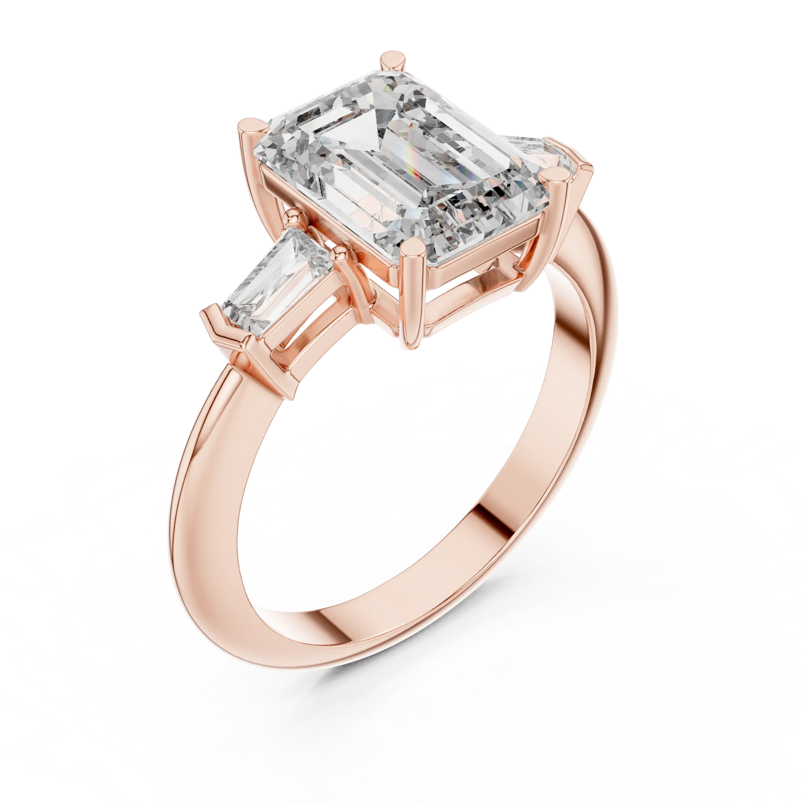 MJR0125 - Classic Emerald Center Stone Flanked by Tapered Baguettes