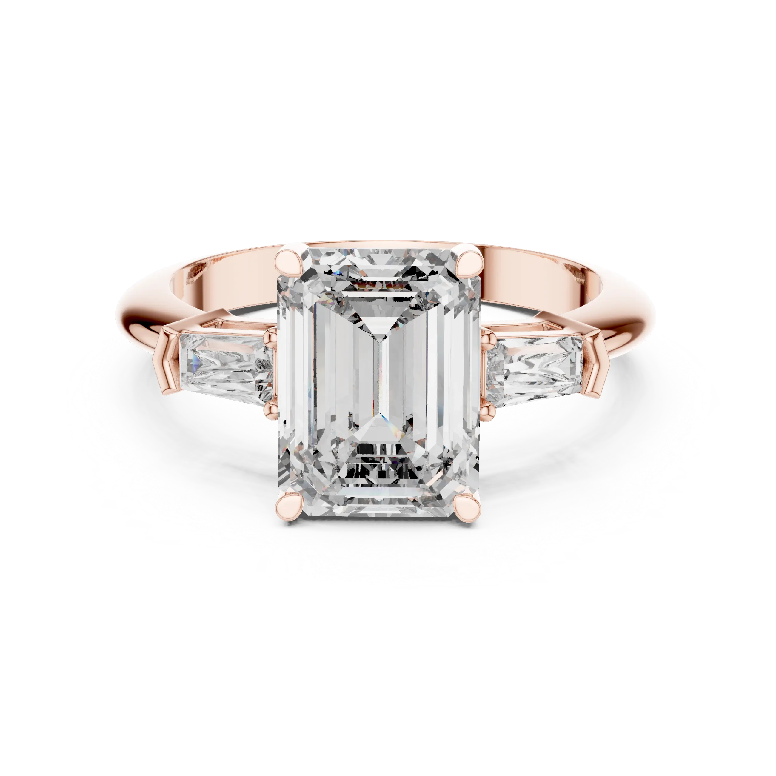 MJR0125 - Classic Emerald Center Stone Flanked by Tapered Baguettes