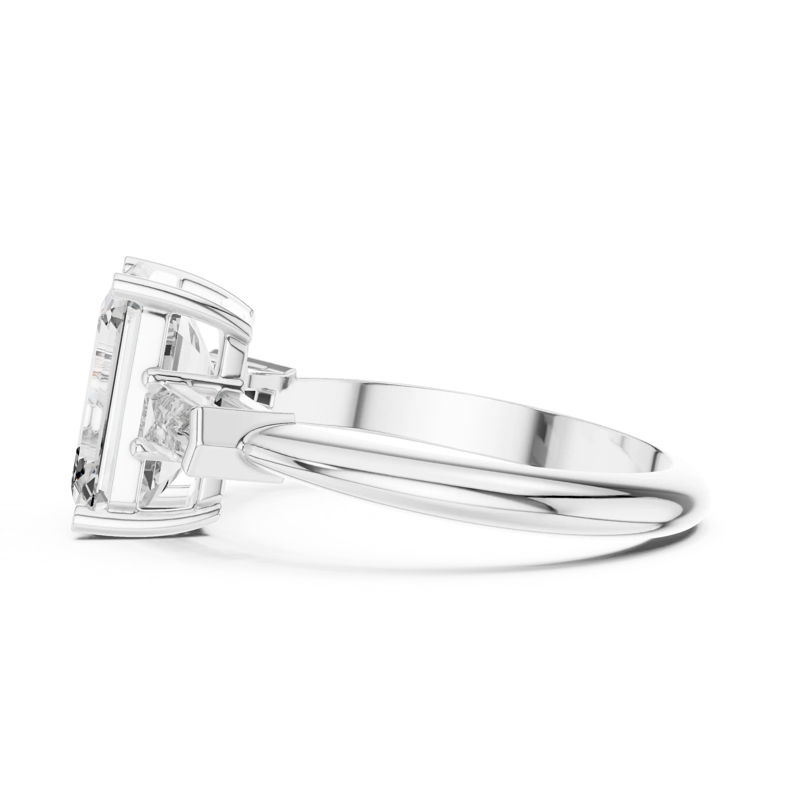 MJR0125 - Classic Emerald Center Stone Flanked by Tapered Baguettes