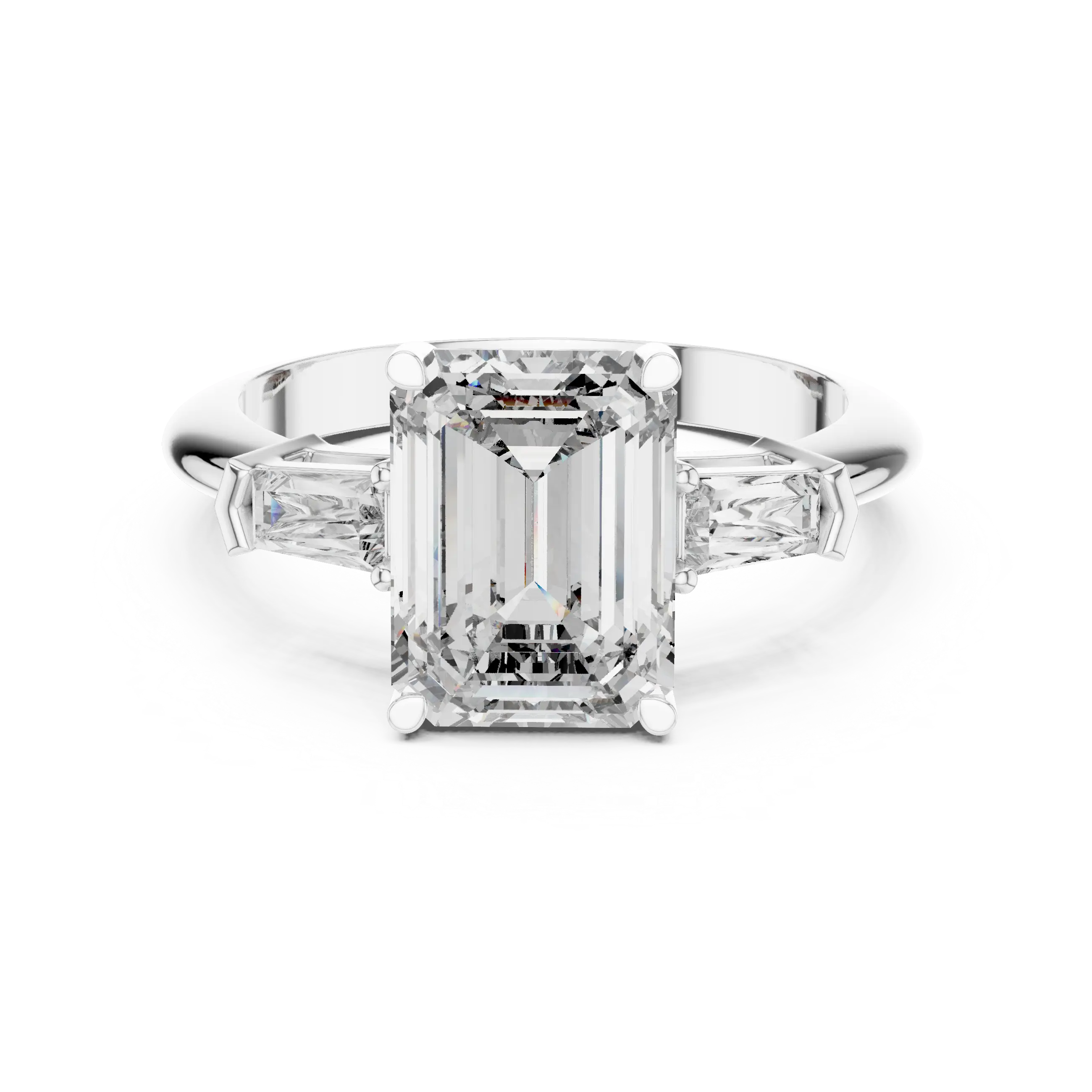MJR0125 - Classic Emerald Center Stone Flanked by Tapered Baguettes
