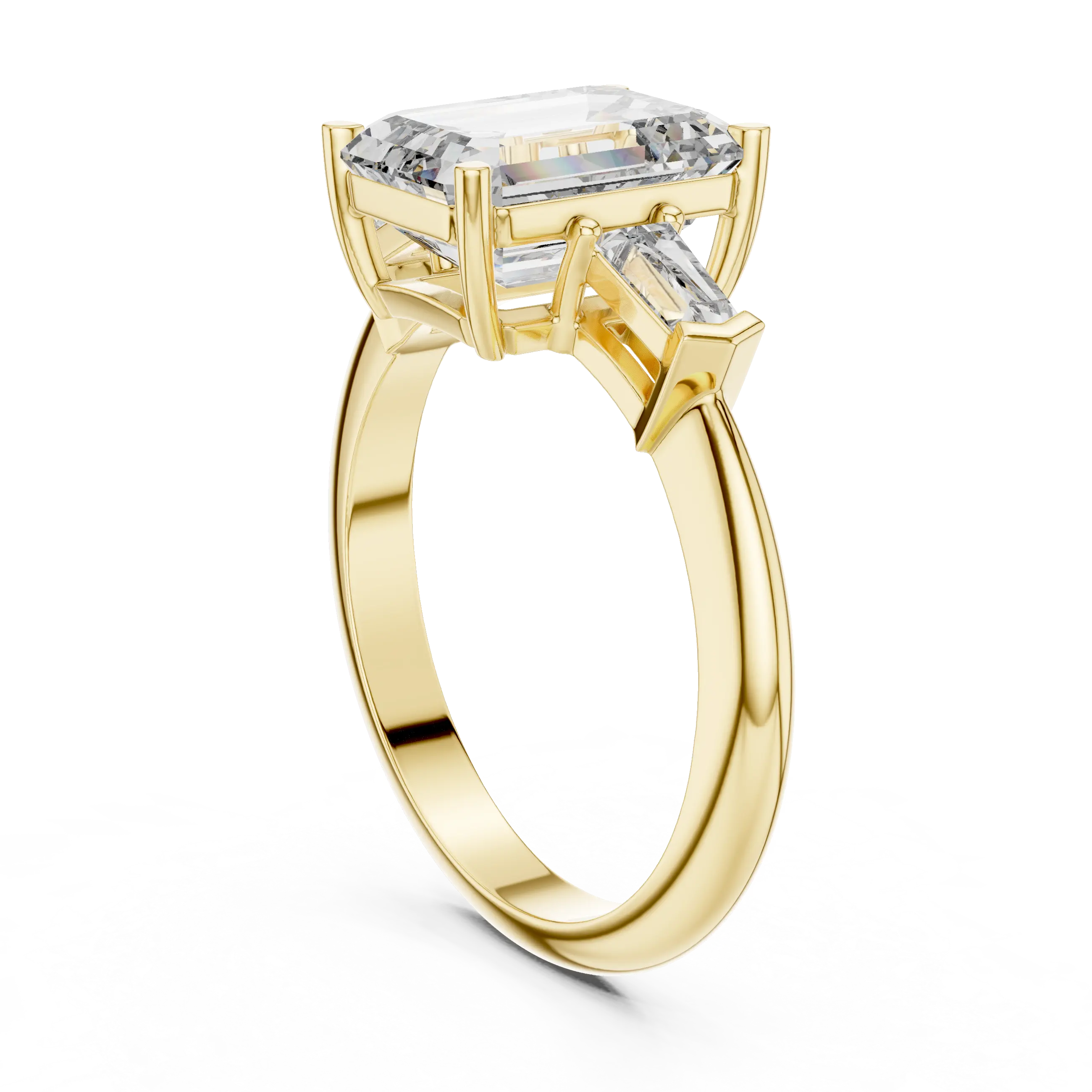 MJR0125 - Classic Emerald Center Stone Flanked by Tapered Baguettes