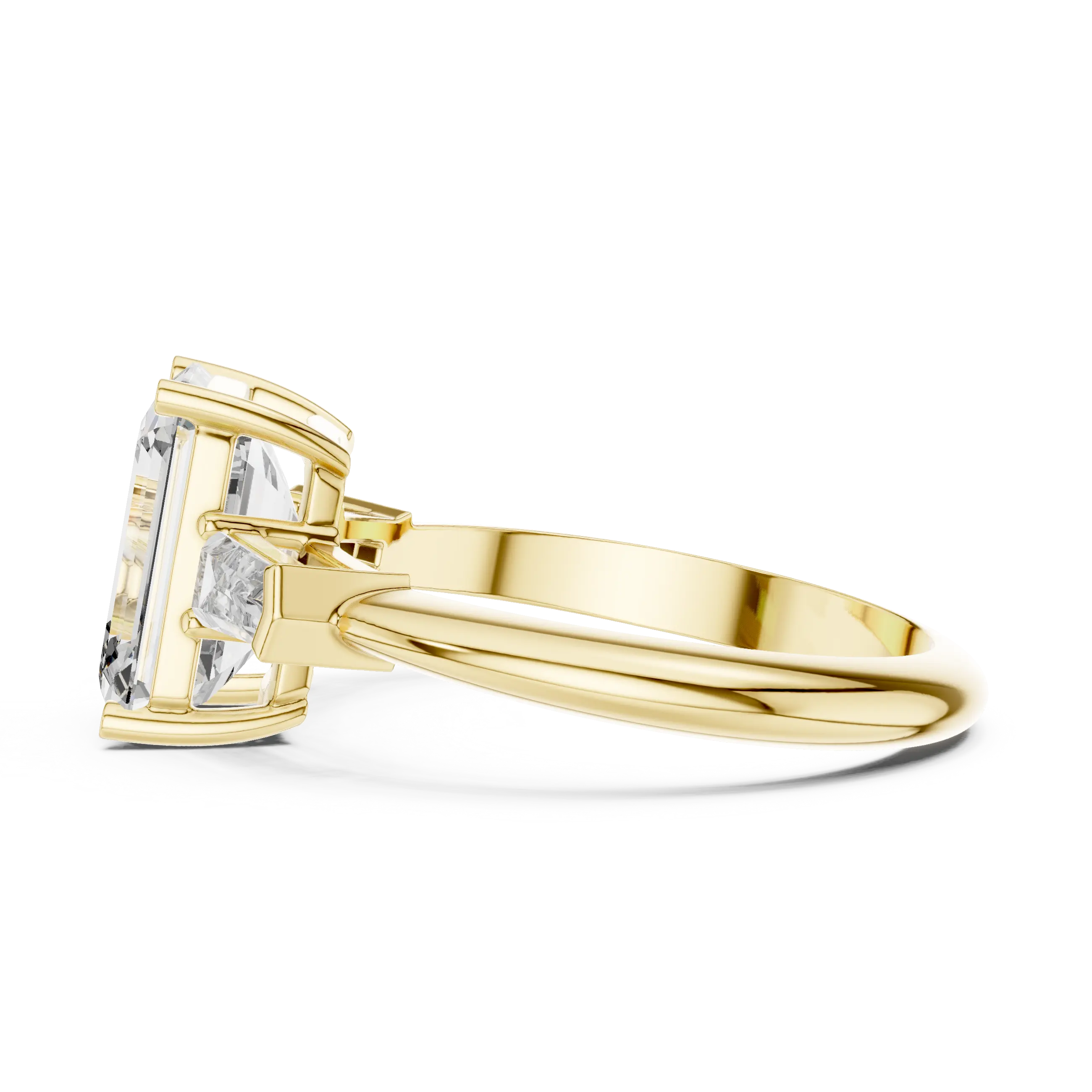 MJR0125 - Classic Emerald Center Stone Flanked by Tapered Baguettes