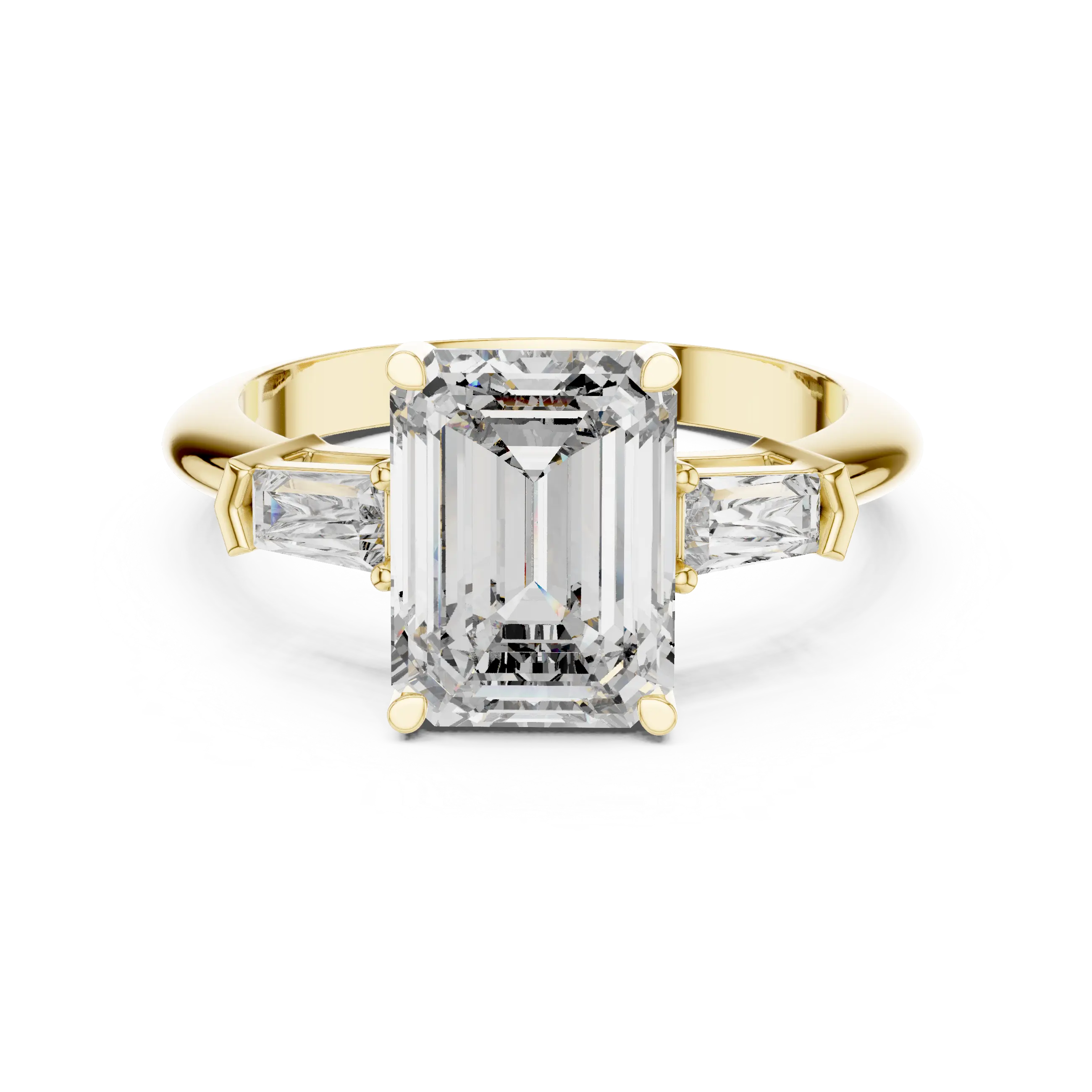 MJR0125 - Classic Emerald Center Stone Flanked by Tapered Baguettes
