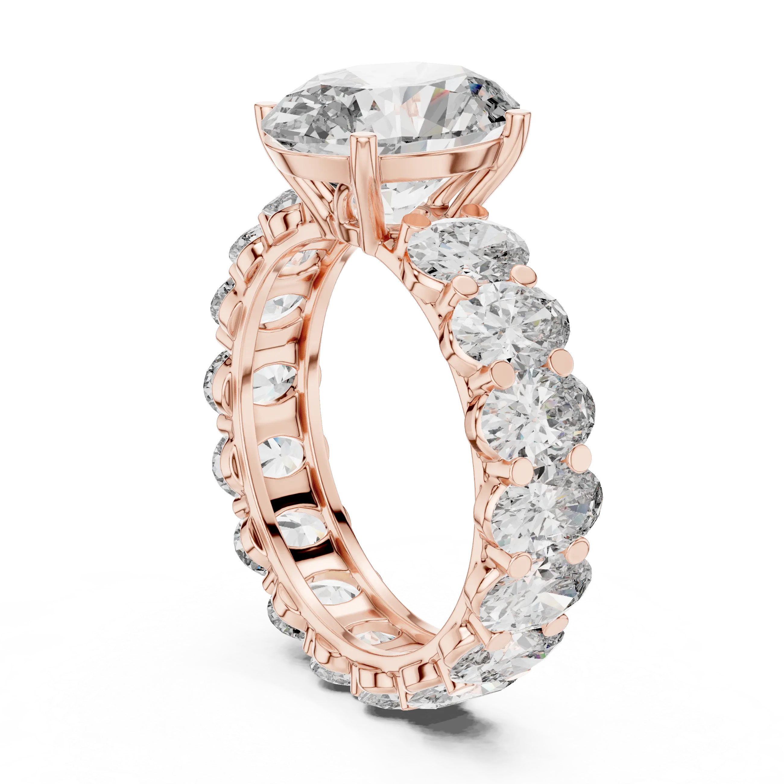 MJR0128 - Classic Oval Center Stone Set on Full Oval Eternity Shank