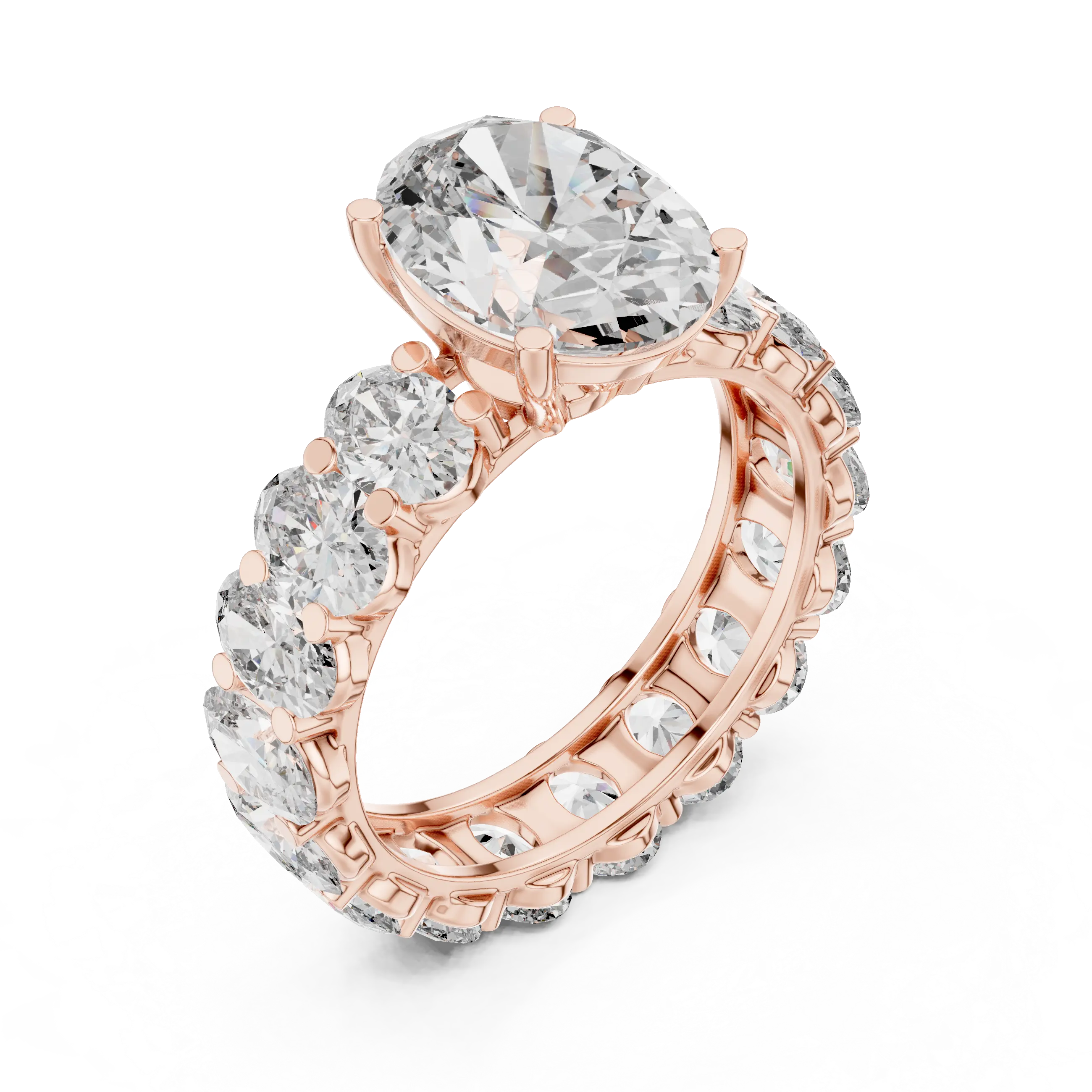 MJR0128 - Classic Oval Center Stone Set on Full Oval Eternity Shank