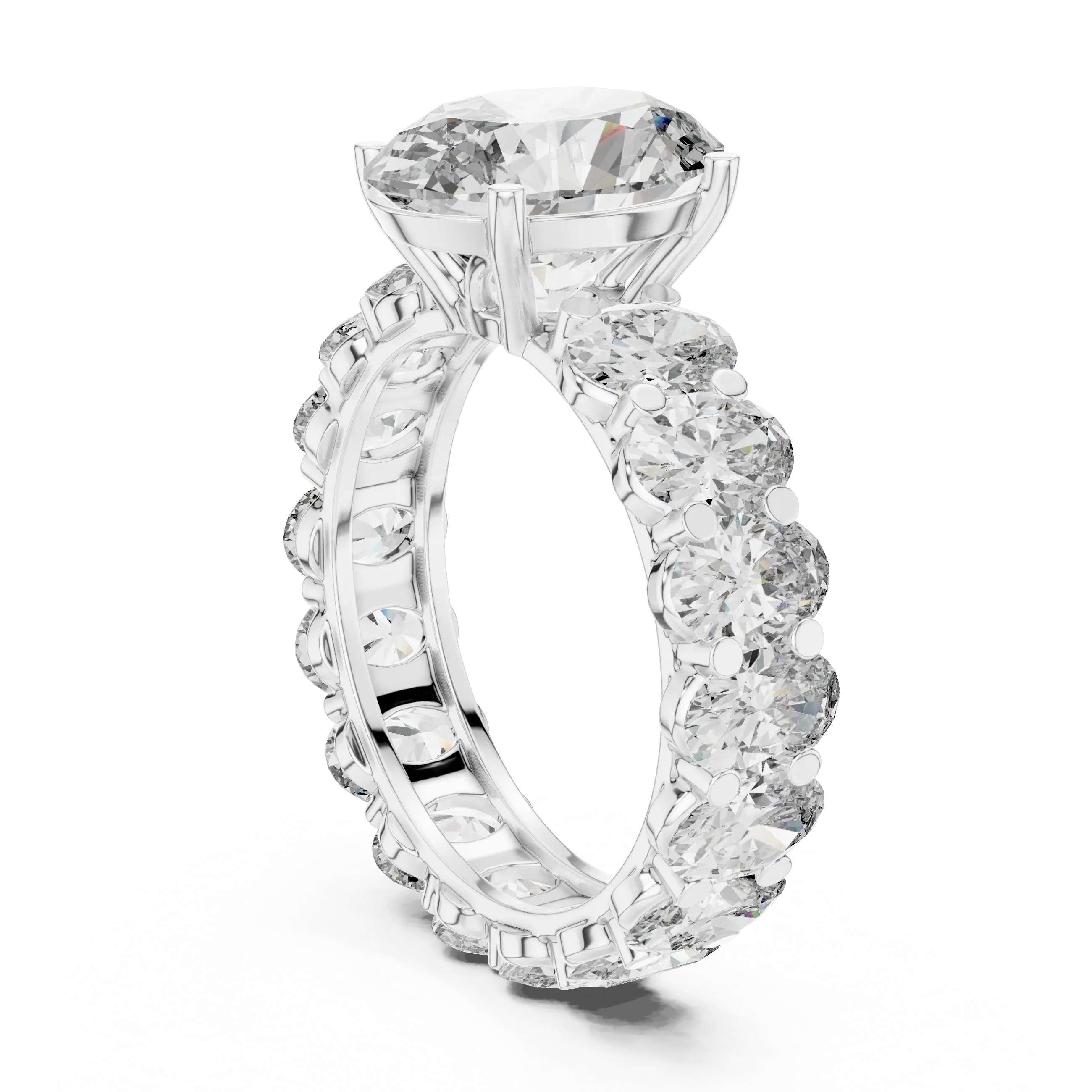 MJR0128 - Classic Oval Center Stone Set on Full Oval Eternity Shank