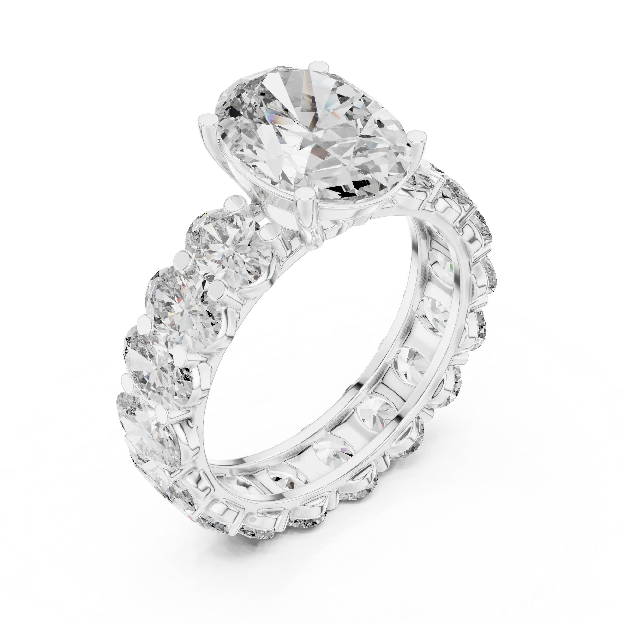 MJR0128 - Classic Oval Center Stone Set on Full Oval Eternity Shank