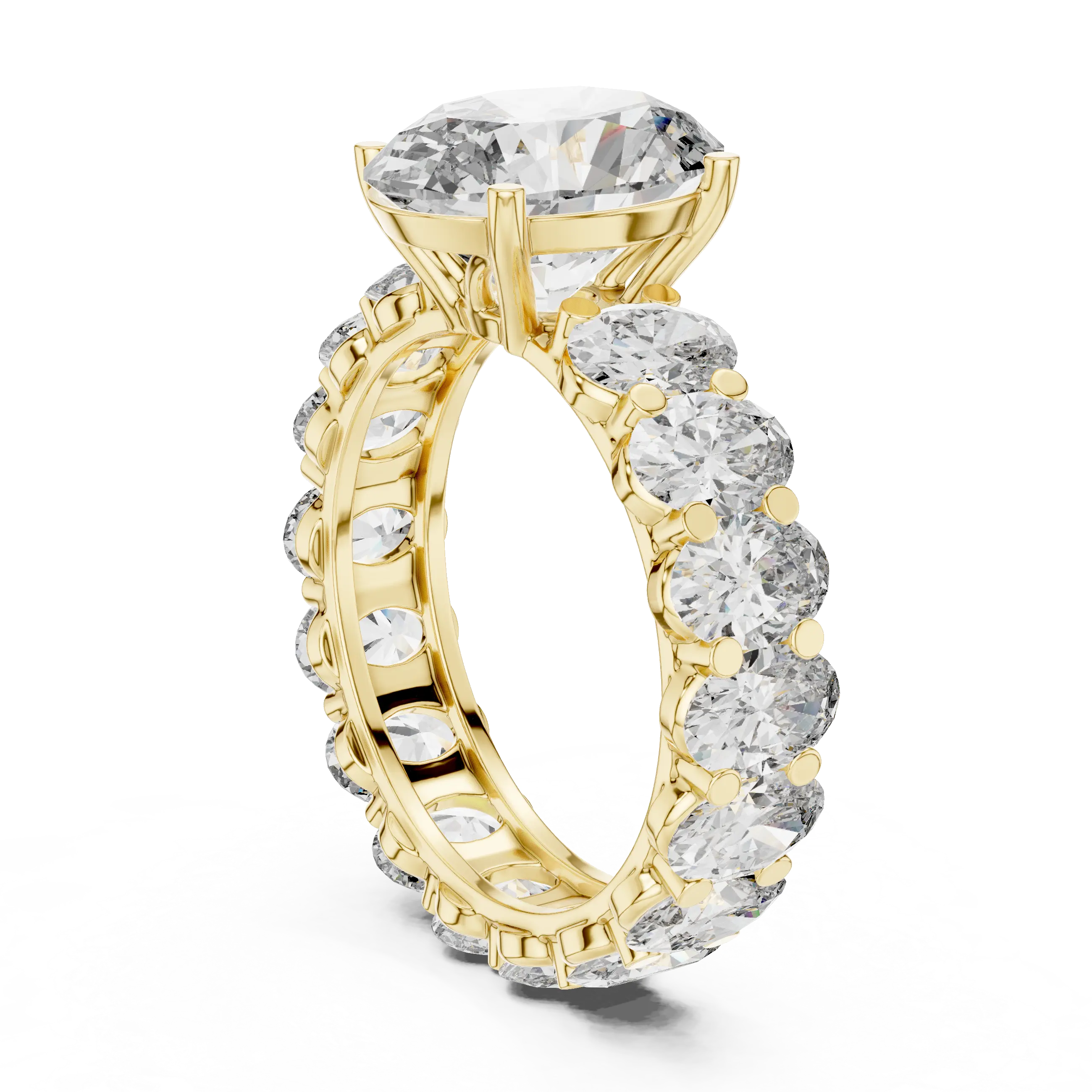 MJR0128 - Classic Oval Center Stone Set on Full Oval Eternity Shank